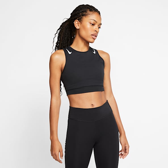 nike black and white crop top