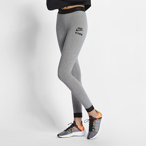 Nike Grey Sportswear Essential Swoosh Leggings In Dark Grey Heather/white