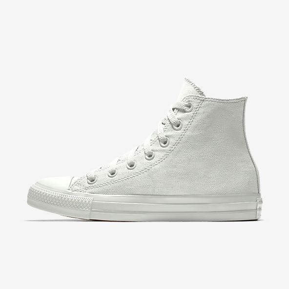 solid white high top converse