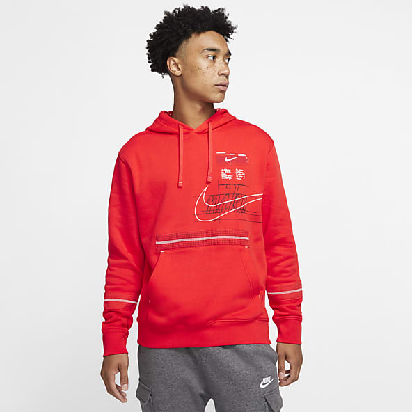 red nike pullover hoodie men's