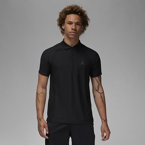 Nike Polo Shirt Mens Size Medium White Stripe Dri Fit Casual Short Sleeve *