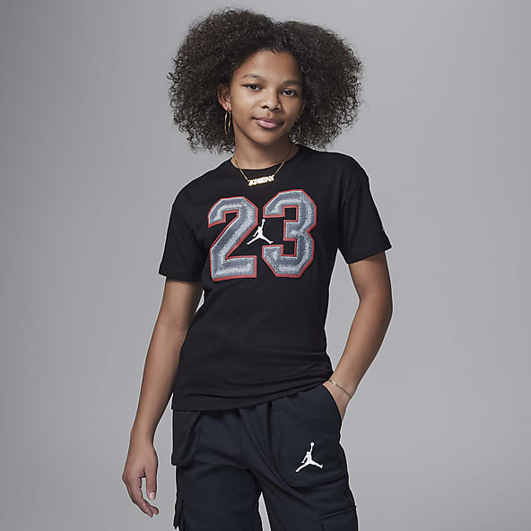 M dchen Jordan Schwarz Grafik T Shirts. Nike AT