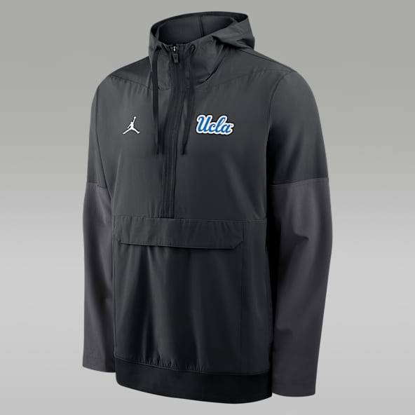 UCLA Anorak Chamarra universitaria marca Jordan con gorro de medio cierre para hombre