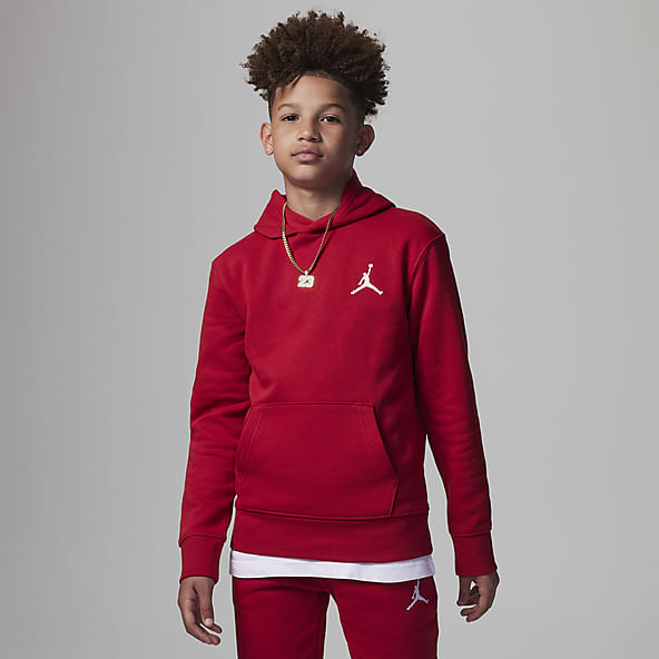 Nike Air Jordan Sport fleece cropped pullover hoodie in fire red and orange