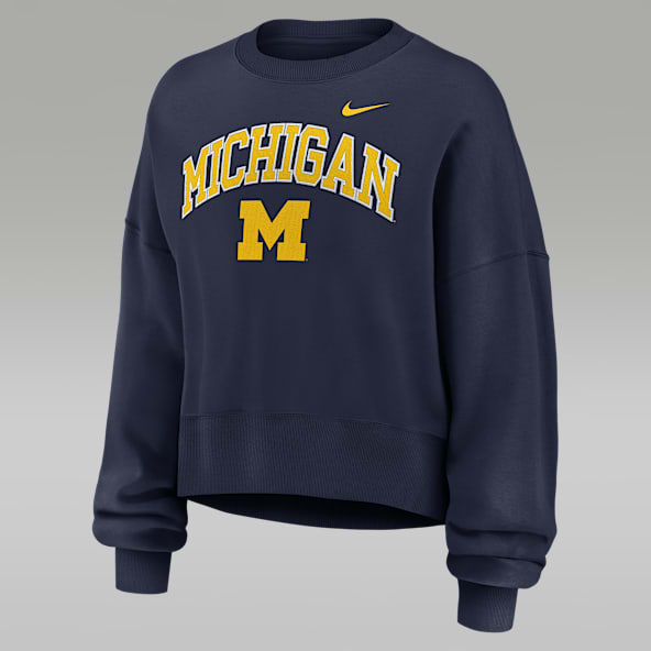 Michigan Phoenix Arch Sudadera de cuello redondo sin cierre universitaria Nike para mujer