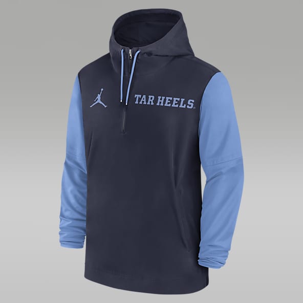 North Carolina Tar Heels Sideline Pre-Game Player Chamarra universitaria Jordan con gorro de medio cierre para hombre