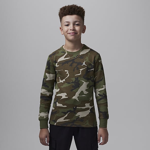 Jordan Brooklyn Essentials Big Kids' Camo Long Sleeve Top