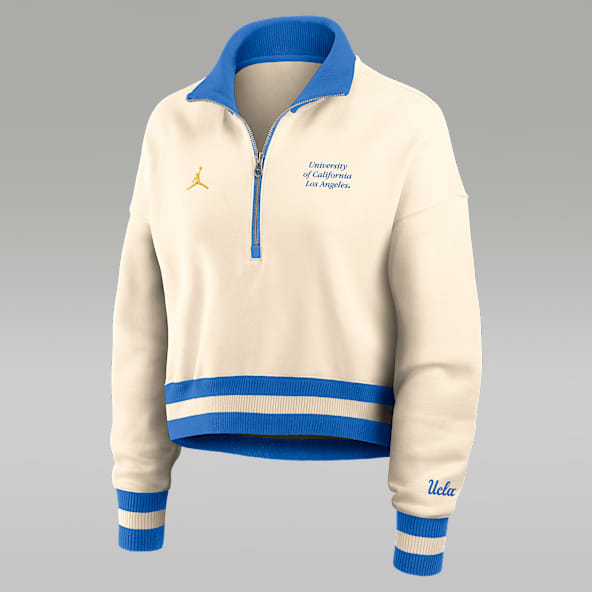UCLA Legacy Sudadera de cuello redondo universitaria Nike cropped de cierre de 1/4 para mujer