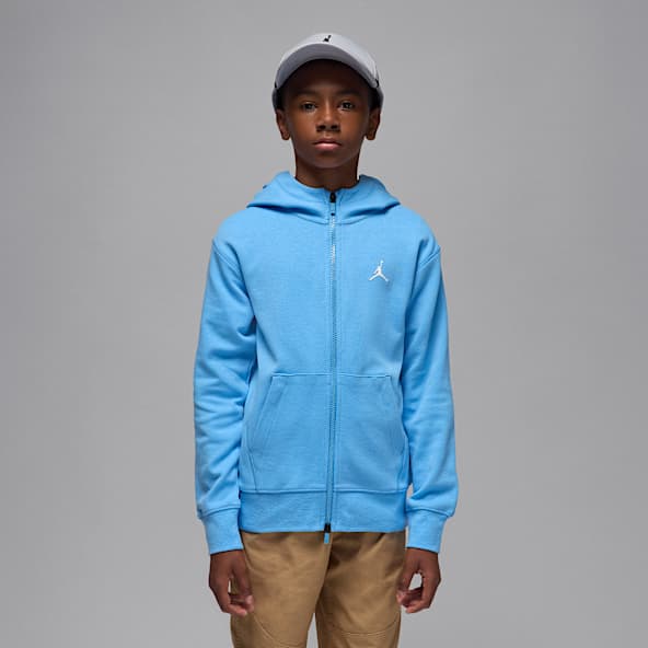 Jordan Dri-FIT Sport Sudadera con gorro Statement Hoop Fleece de cierre completo para niños talla grande