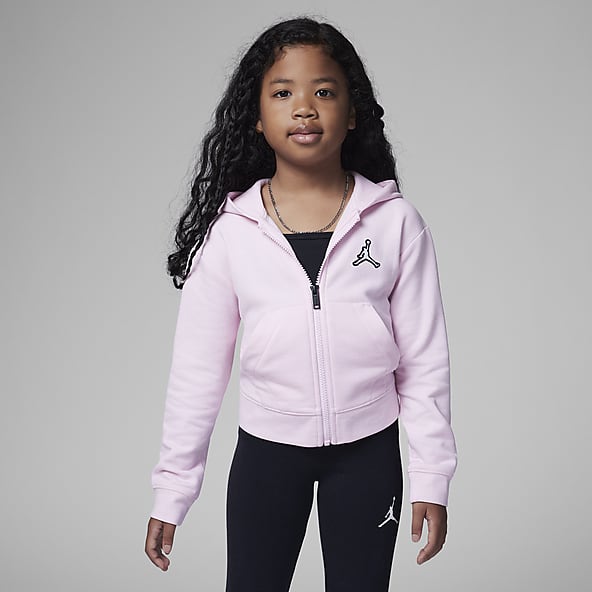Girls Graphic Color Block Zip Up Hoodie and Joggers Set - Mauve