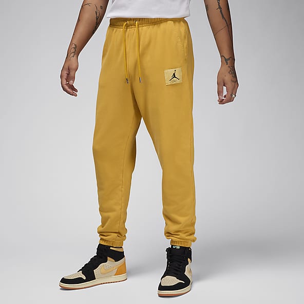 Nike Sweatpants Mens XL Dark Grey Polyester Yellow Swoosh Baggy Therma Fit