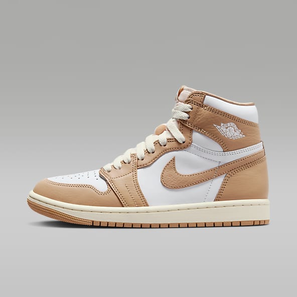 Nike Beige/Green Leather And Suede Air Jordan 1 Retro High Top