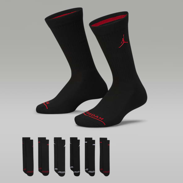 Nike Calcetines unisex Jordan Jumpman Crew (paquete de 3) negro/blanco/rojo  gimnasio (talla de zapato para hombre 8-12), Negro/rojo/blanco