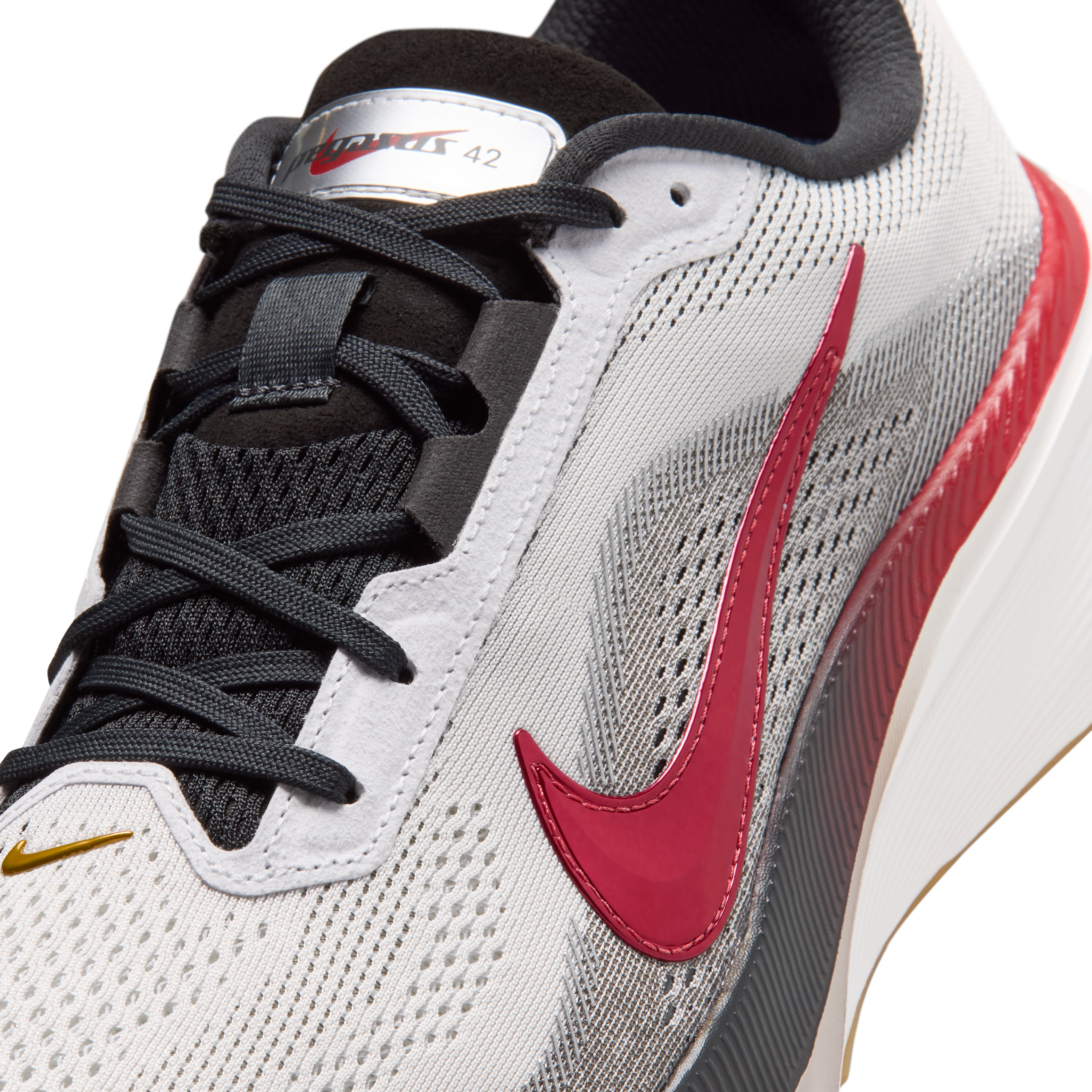 Nike Pegasus 42 Men's Road Running Shoes — Summit White/Off Noir/Light Iron Ore/Fusion Red — Regular