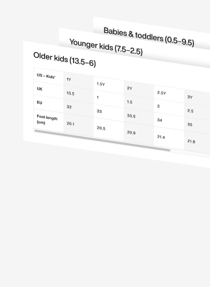 Infant nike fashion size chart