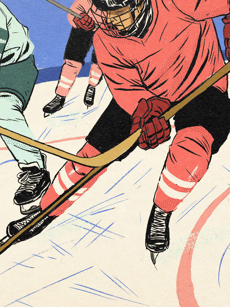 Illustration Of Ice Hockey Player Wearing Protective Clothing