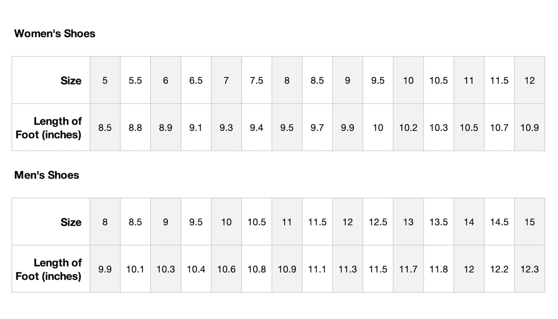 nike shoe size chart womens