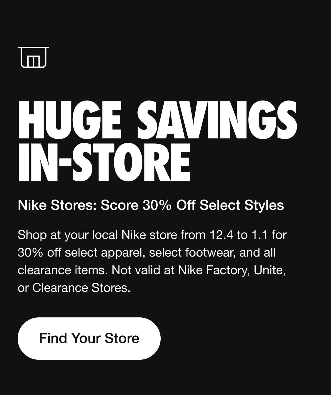 Nike store 2024 30 off