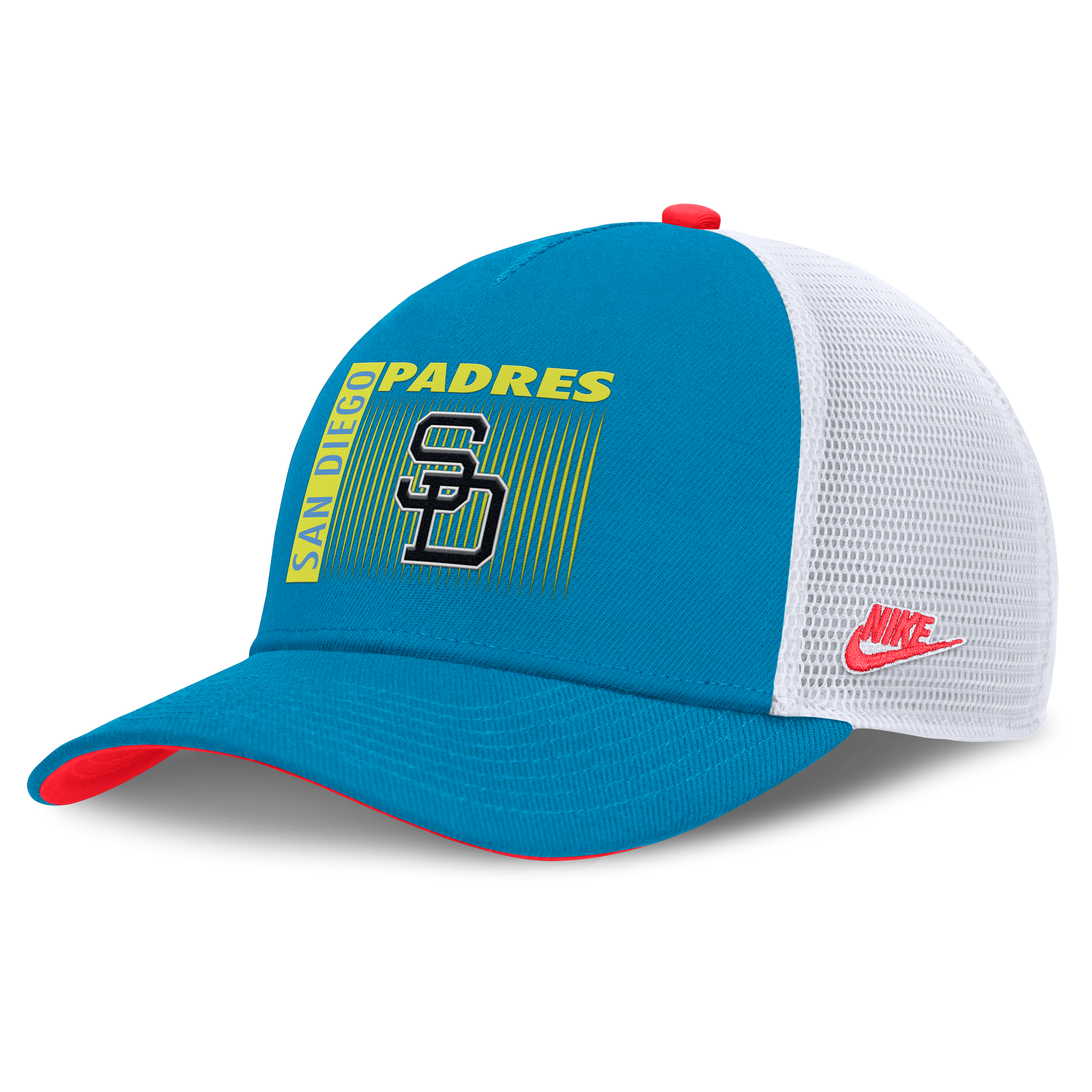 San Diego Padres Neon 90s Rise Men's Nike Dri-FIT MLB Trucker Adjustable Hat