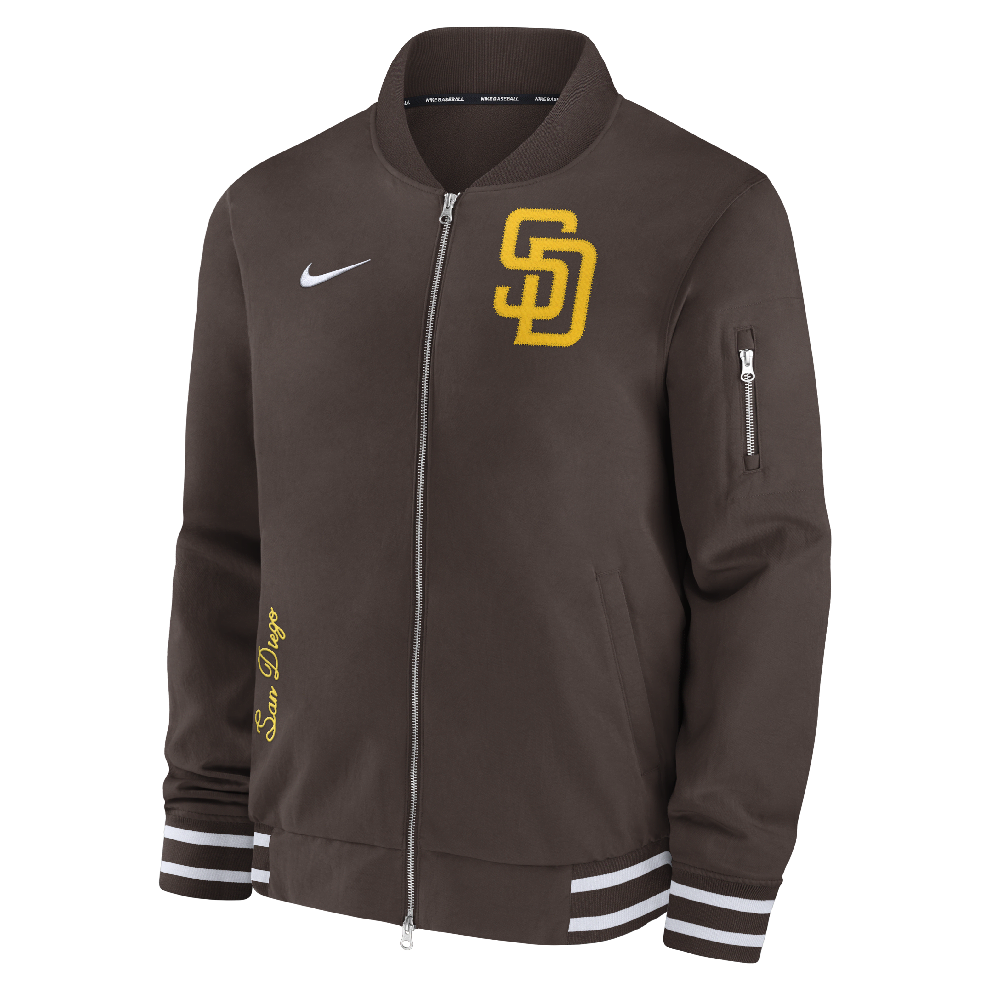 San Diego Padres Authentic Collection Men's Nike MLB Full-Zip Bomber Jacket