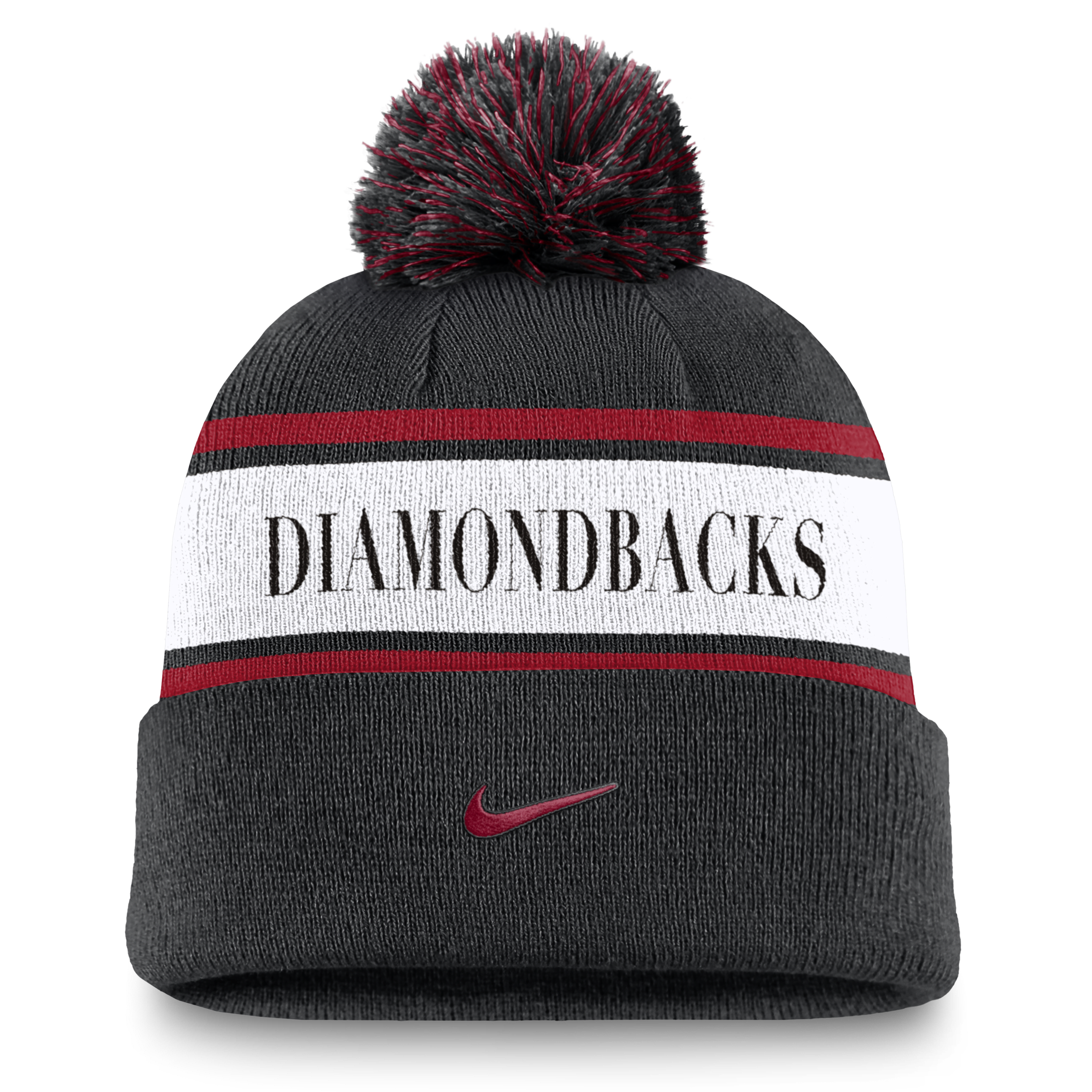 Arizona Diamondbacks Team Stripe Peak Men's Nike MLB Cuffed Pom Beanie