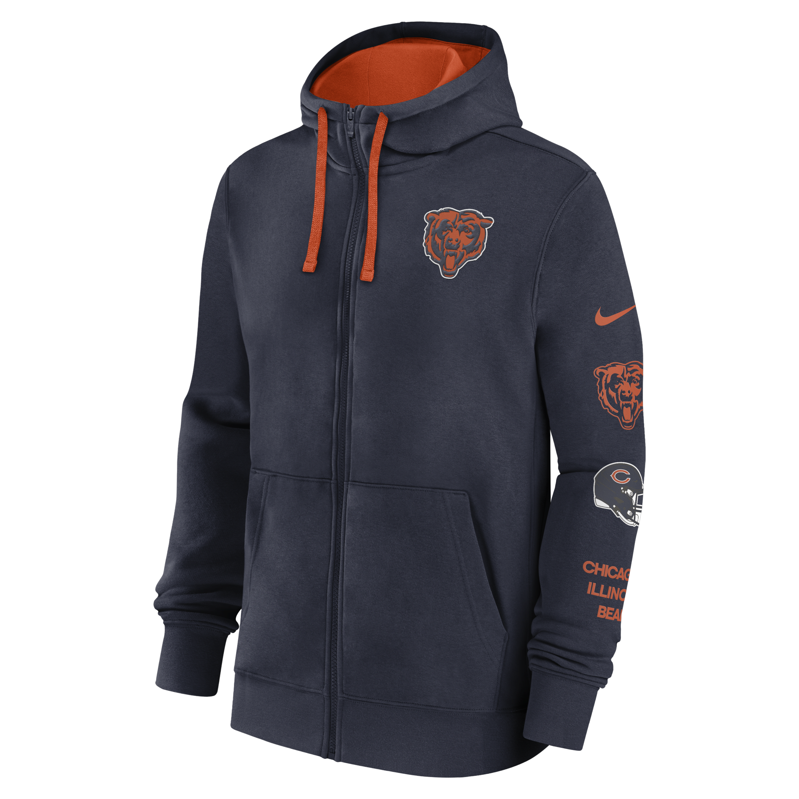 Chicago Bears Club Men's Nike NFL Full-Zip Hoodie