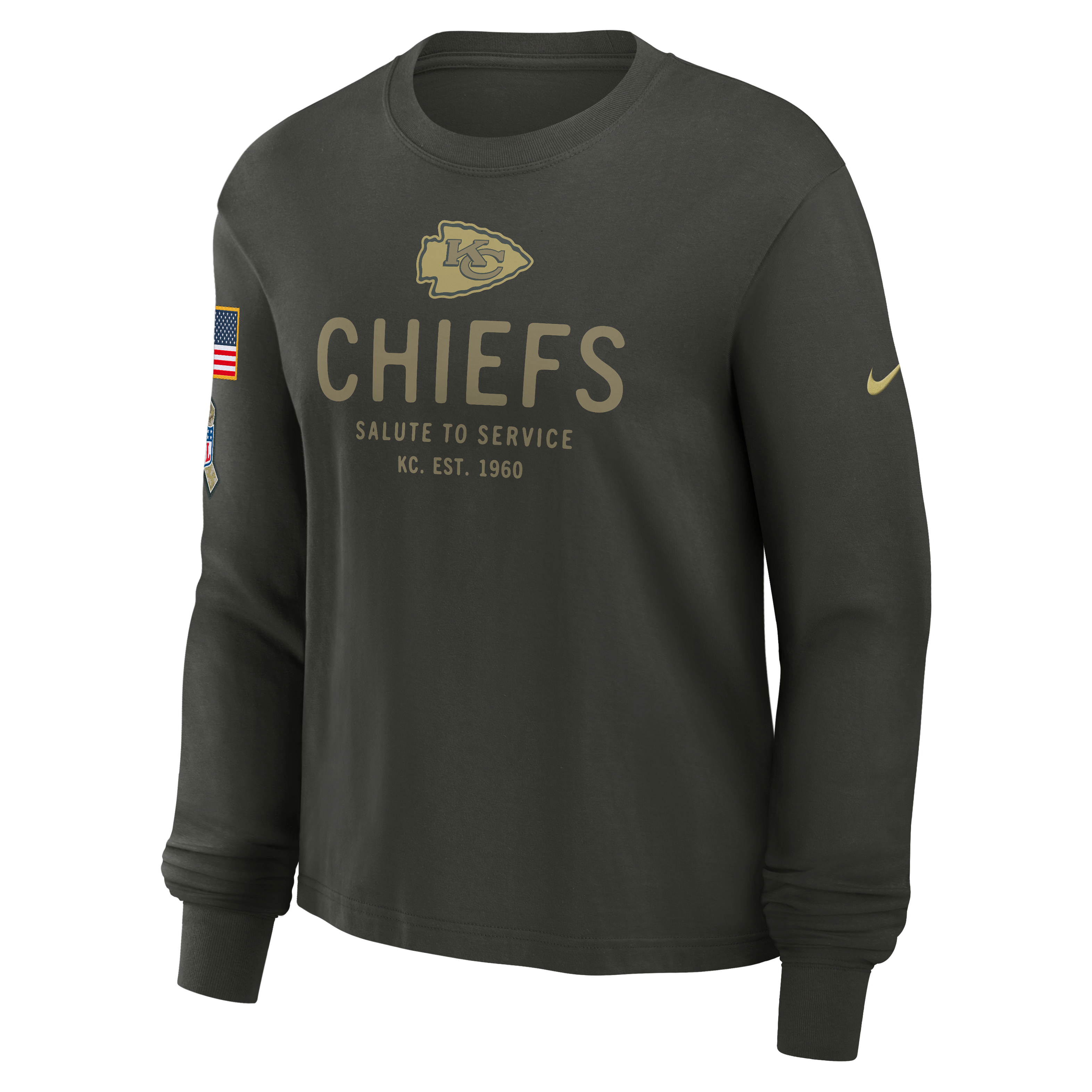 Kansas City Chiefs Salute to Service Sideline Women's Nike Dri-FIT NFL Long-Sleeve T-Shirt