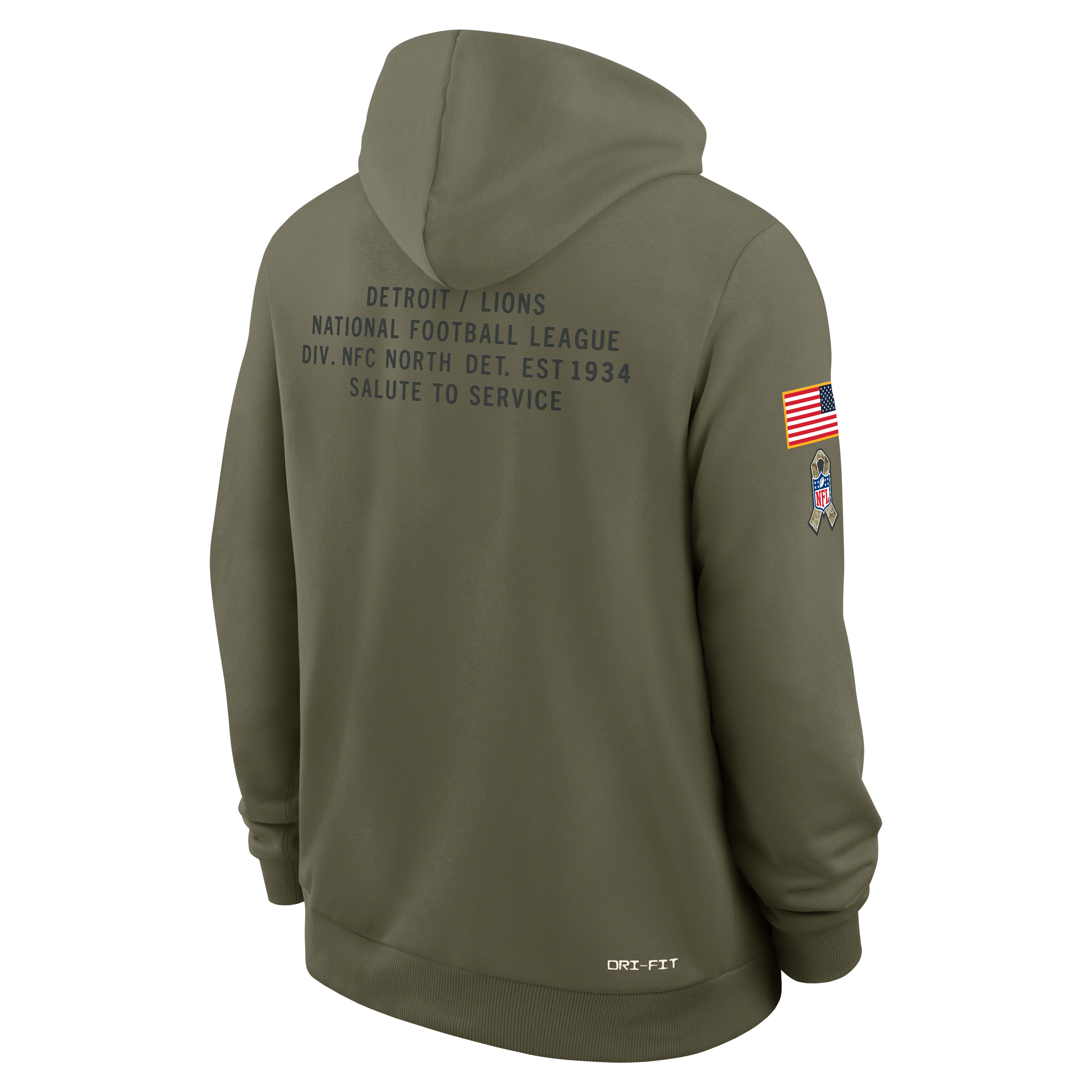 Detroit Lions Salute to Service Sideline Dominant Force Men's Nike Dri-FIT NFL Pullover Hoodie