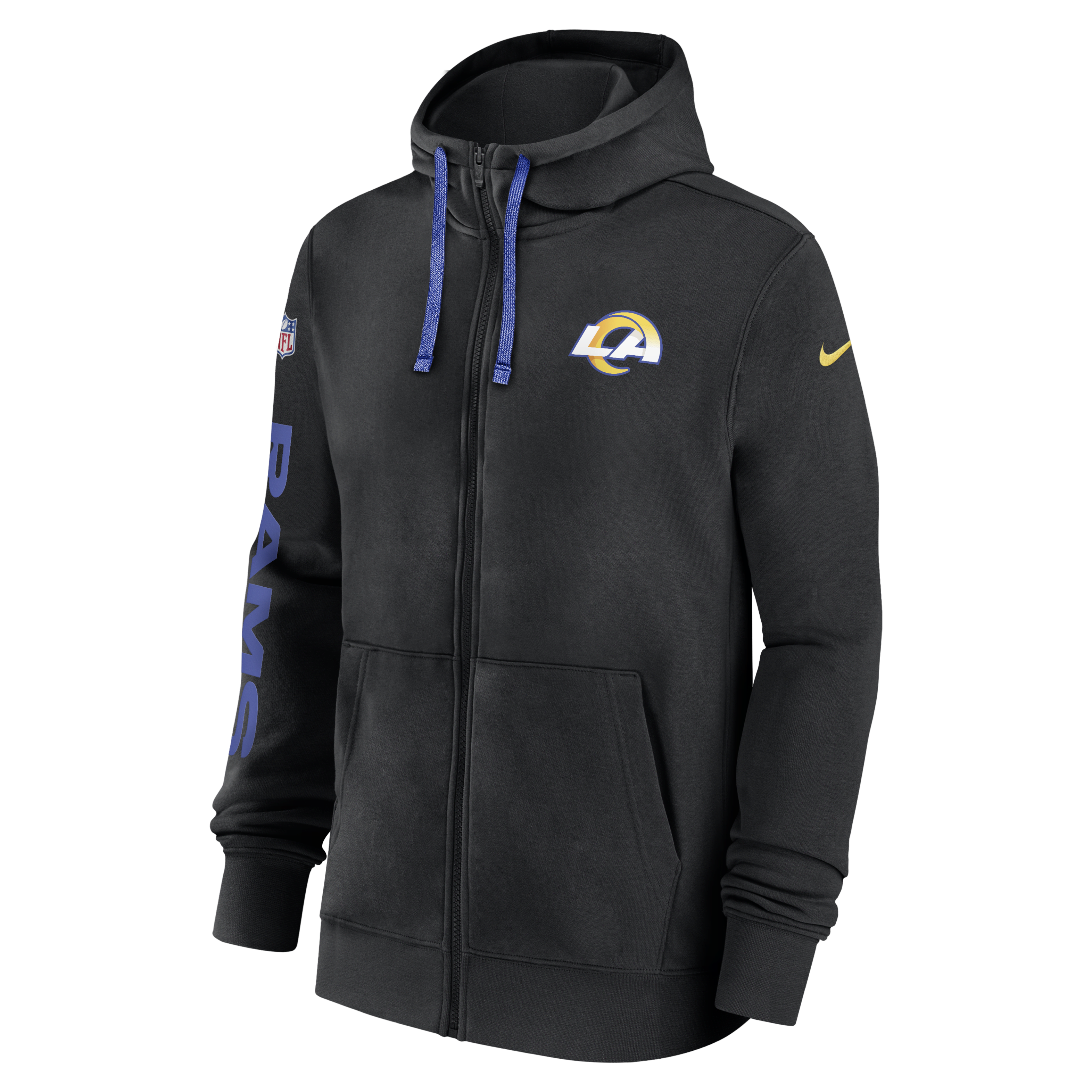 Los Angeles Rams Sideline Team Issue Club Men's Nike Full Zip Hoodie