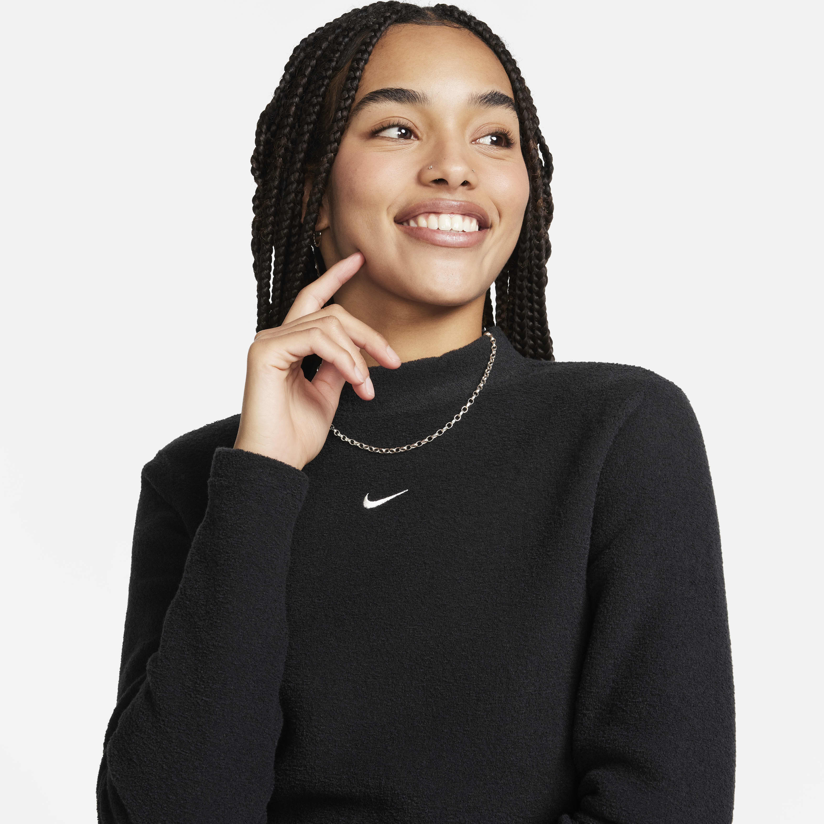 Nike Sportswear Phoenix Plush Women's Slim Mock-Neck Long-Sleeve Cropped Cozy Fleece Top