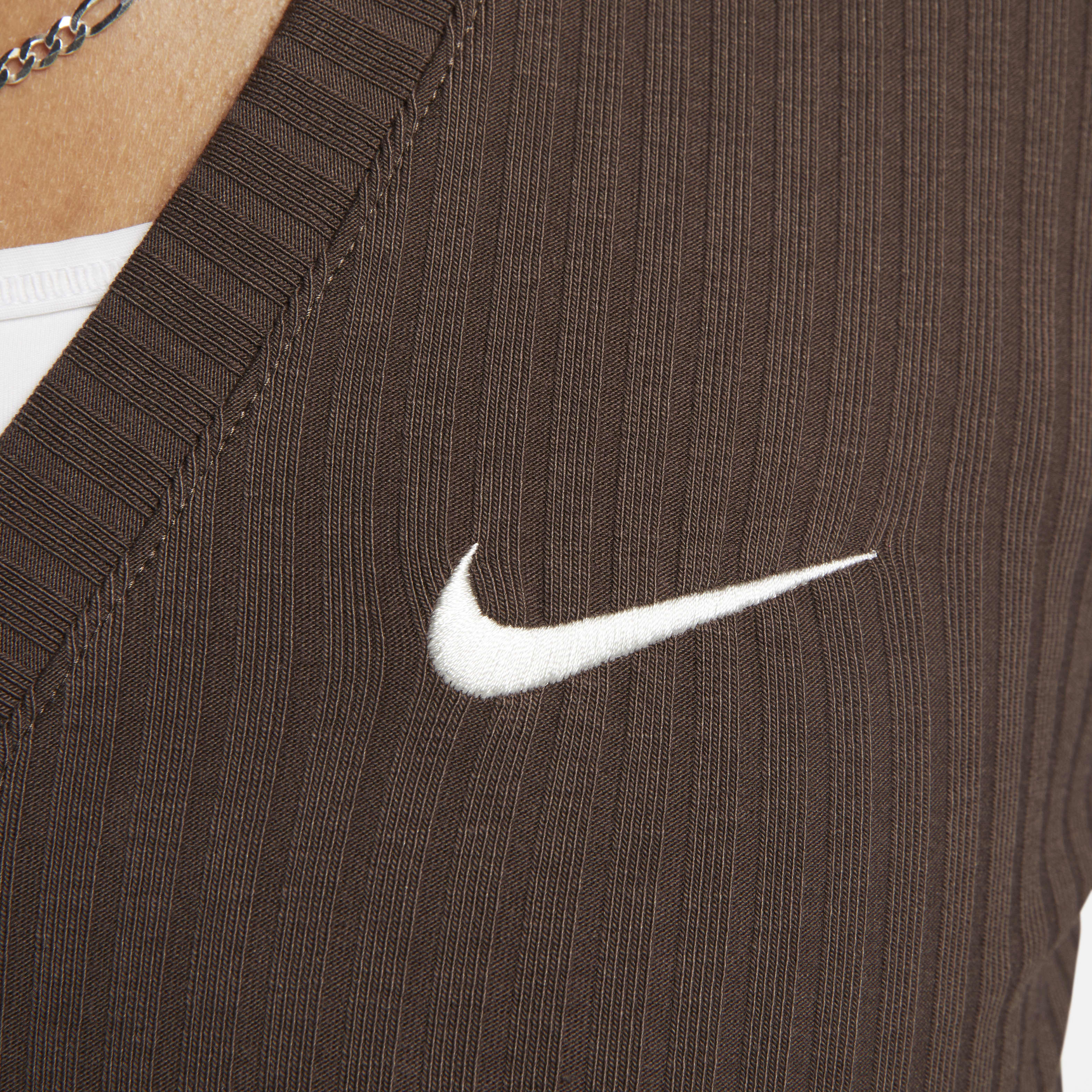 Nike Sportswear Women's Ribbed Jersey Long-Sleeve V-Neck Top