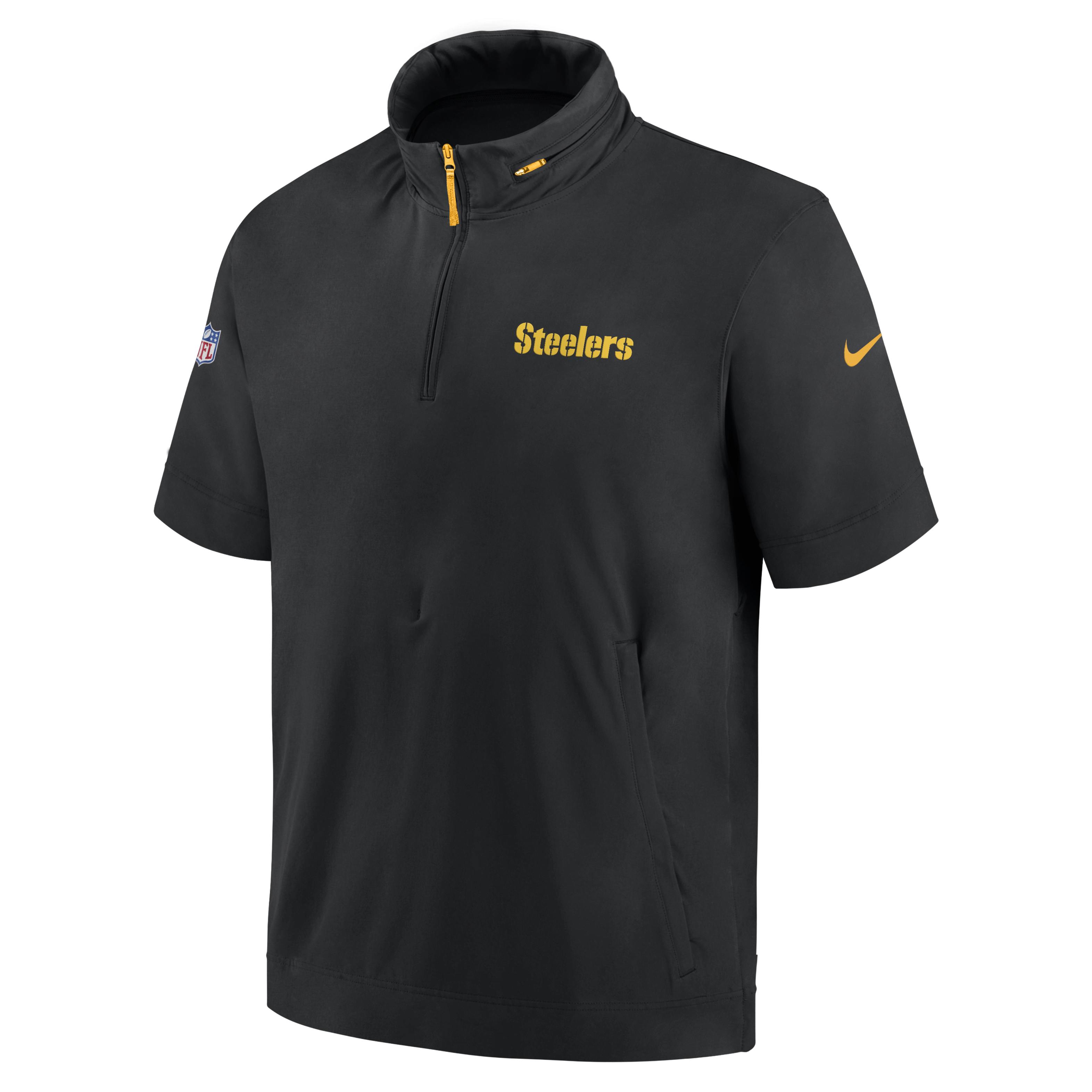 Pittsburgh Steelers Sideline Coach Men's Nike NFL 1/2-Zip Short-Sleeve Hooded Jacket