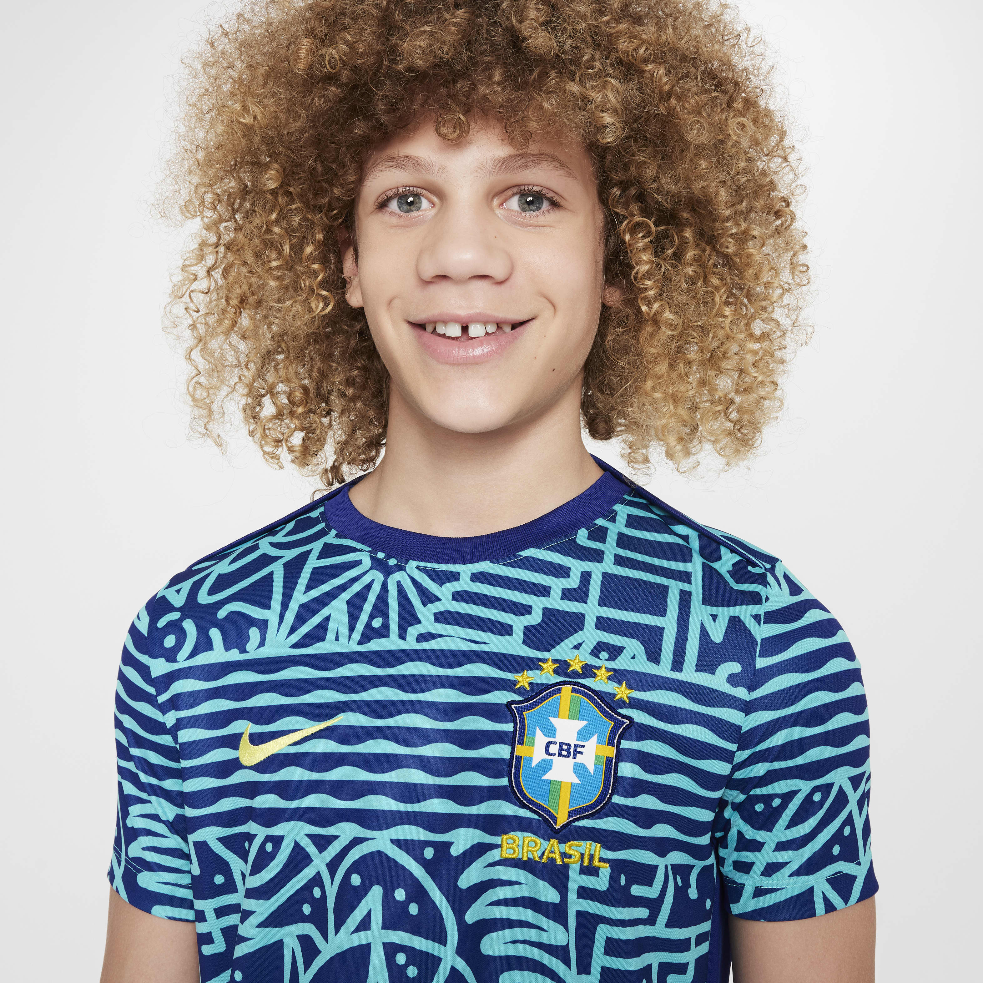 Brazil Academy Pro Big Kids' Nike Dri-FIT Soccer Pre-Match Short-Sleeve Top