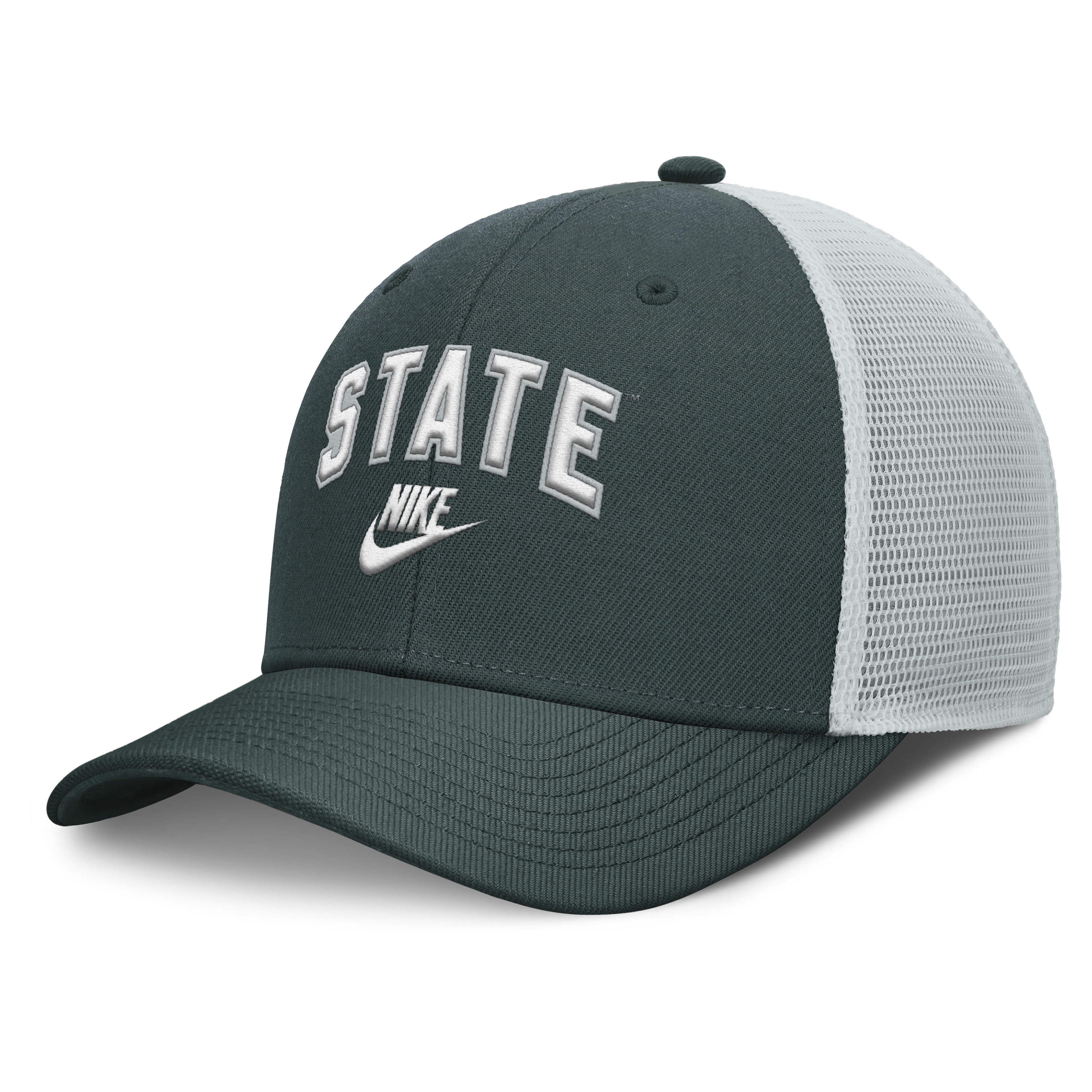 Michigan State Legacy Arch Rise Men's Nike Dri-FIT College Trucker Adjustable Hat