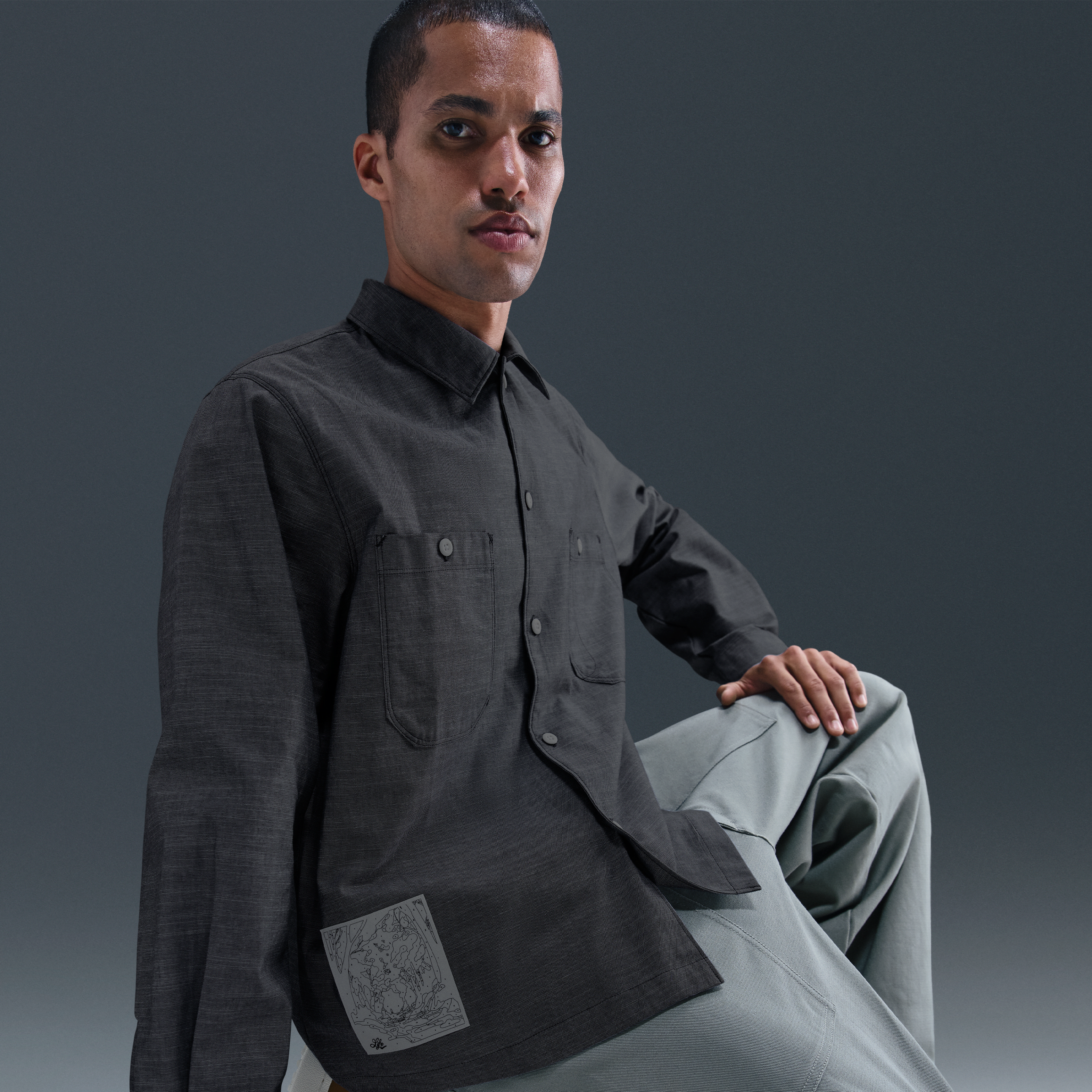Nike Life Men's Chambray Long-Sleeve Painter's Shirt