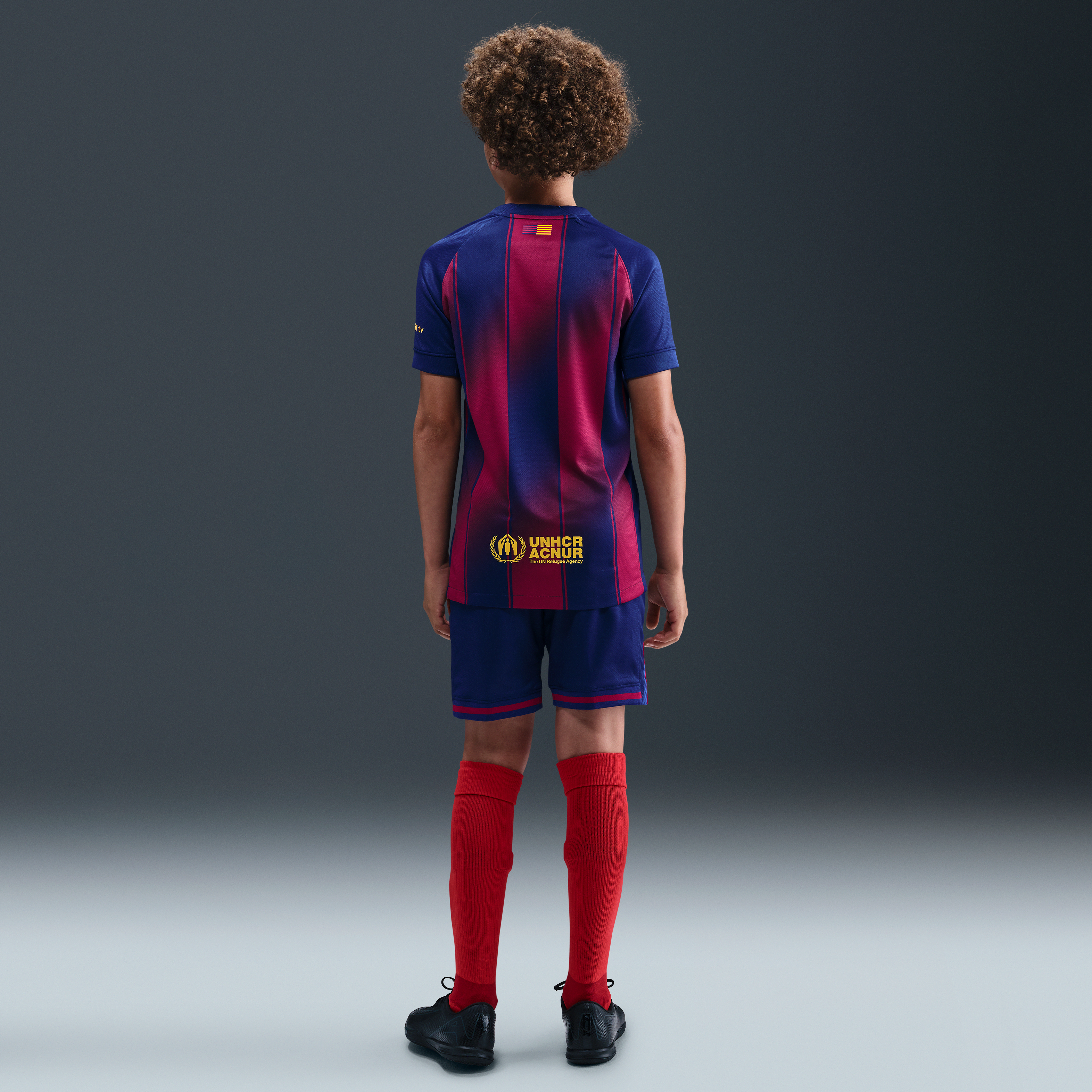 FC Barcelona 2025/26 Stadium Home Big Kids' Nike Dri-FIT Soccer Replica Jersey