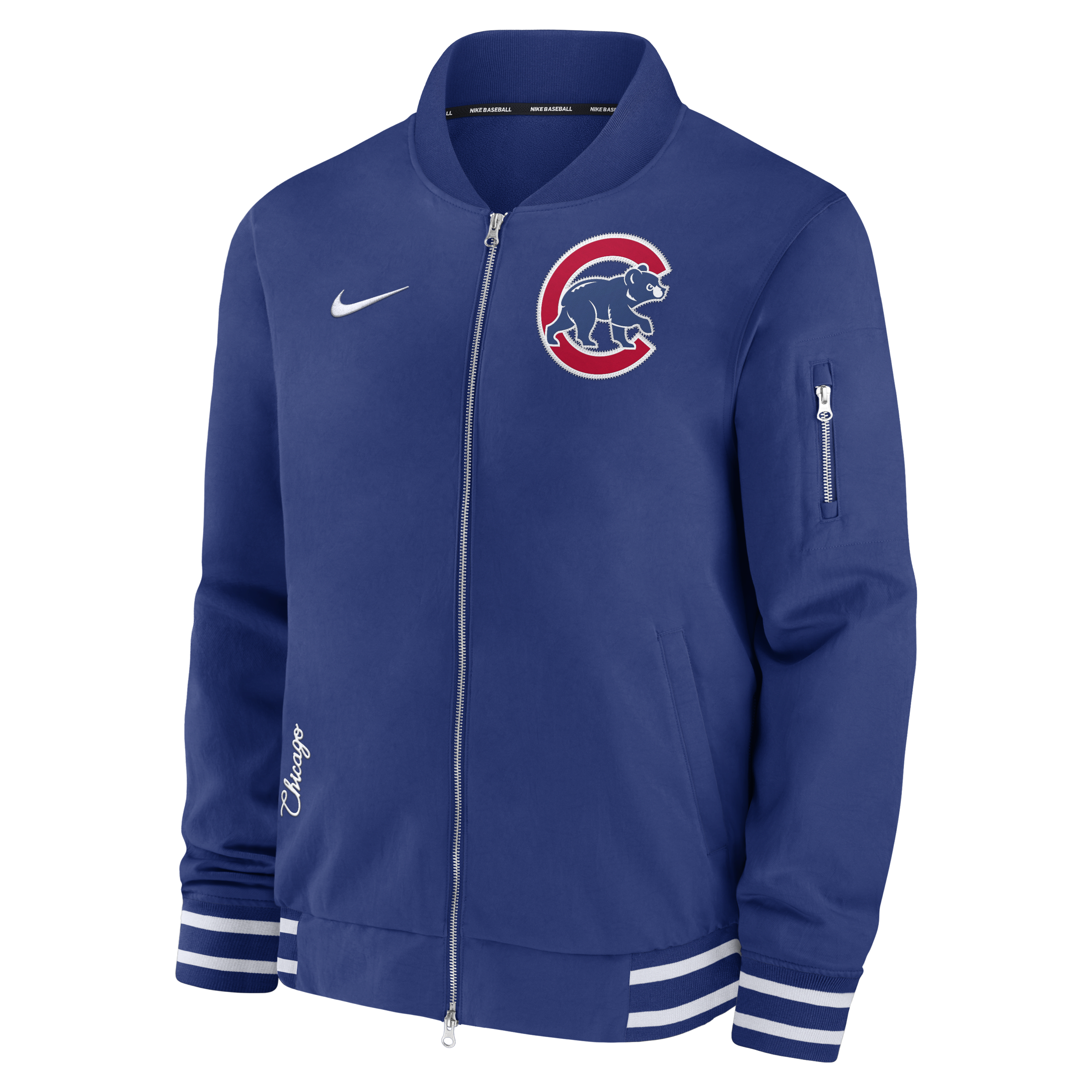 Chicago Cubs Authentic Collection Men's Nike MLB Full-Zip Bomber Jacket