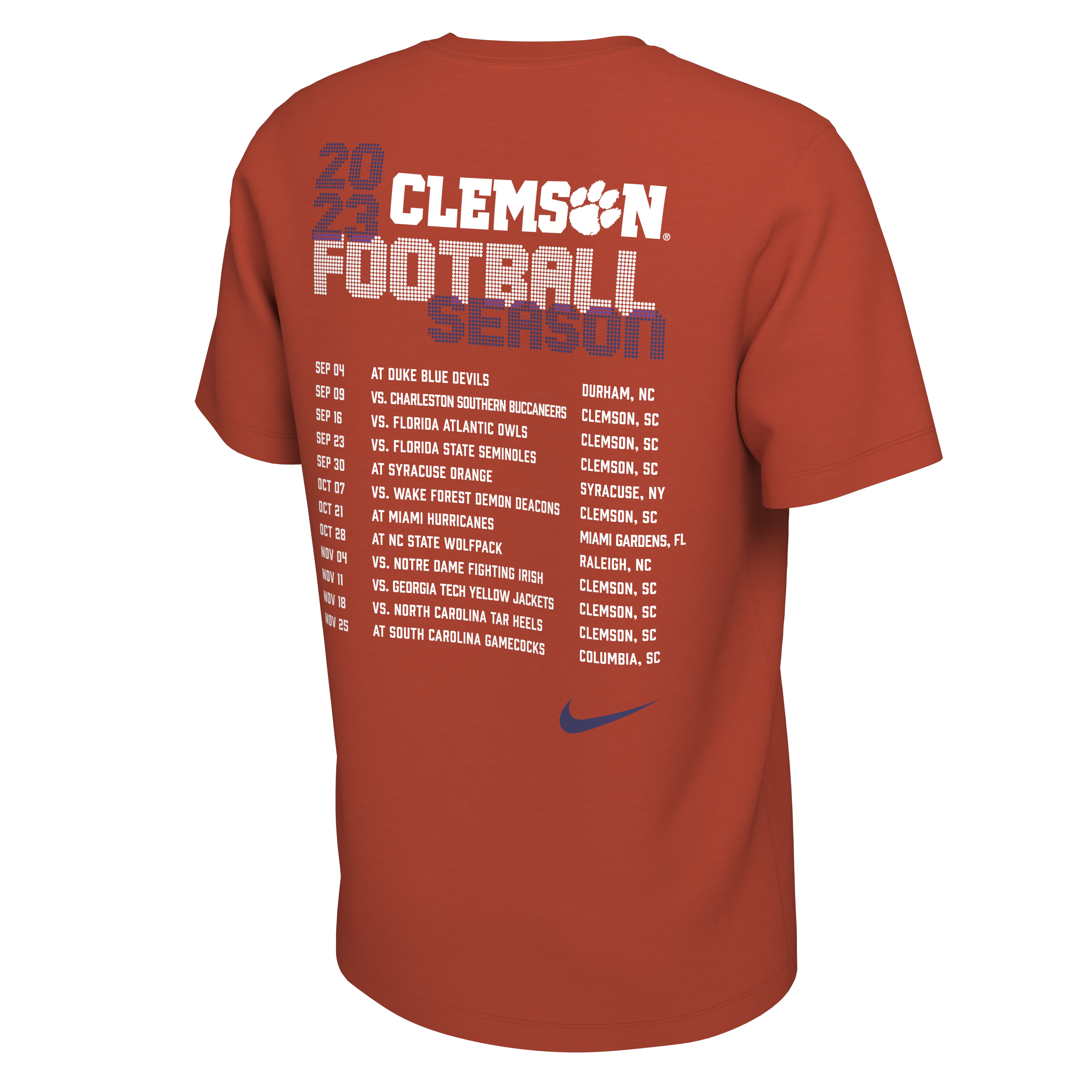 Clemson Schedule Men's Nike College T-Shirt