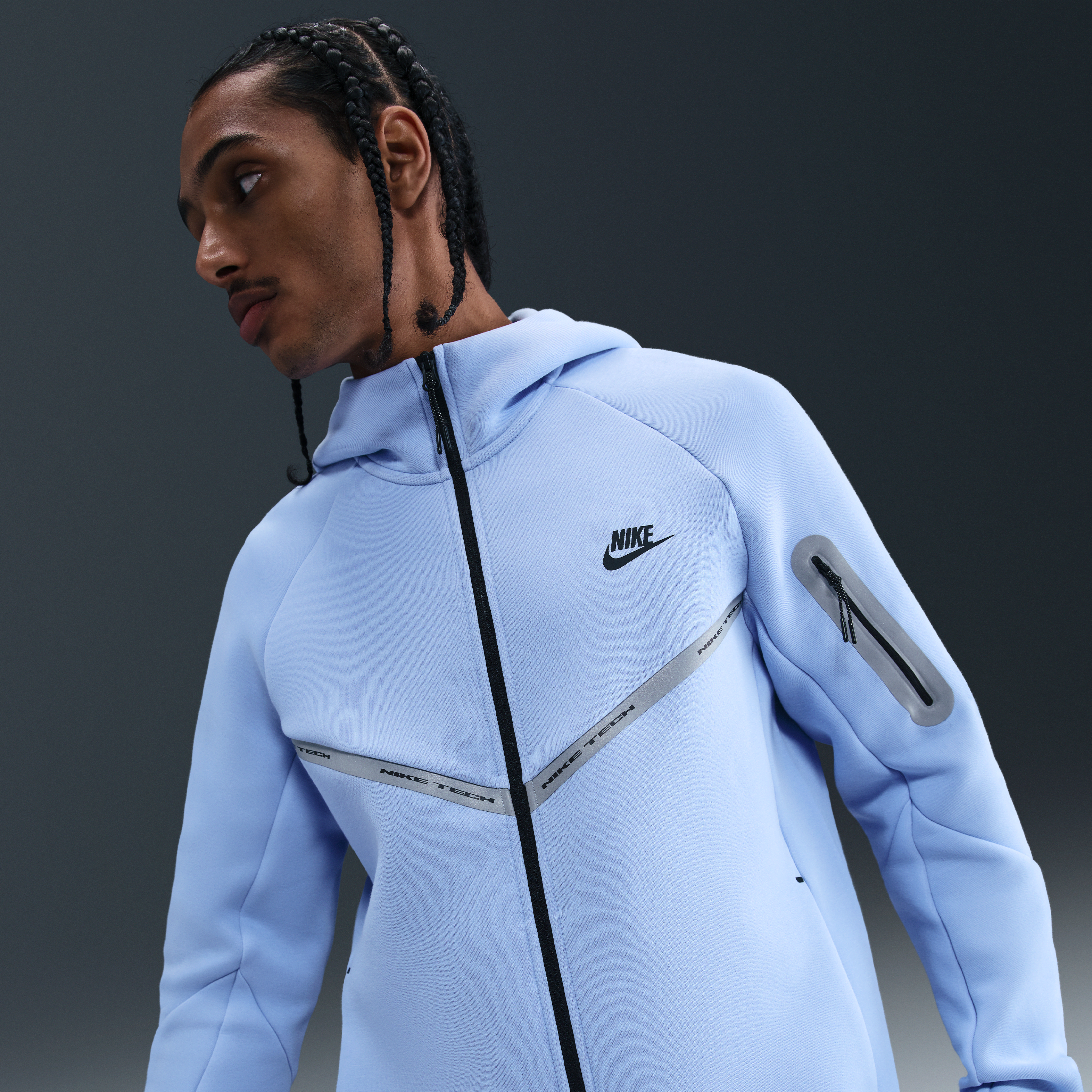Nike Tech Men's Full-Zip Fleece Windrunner Jacket with Reflective Accents