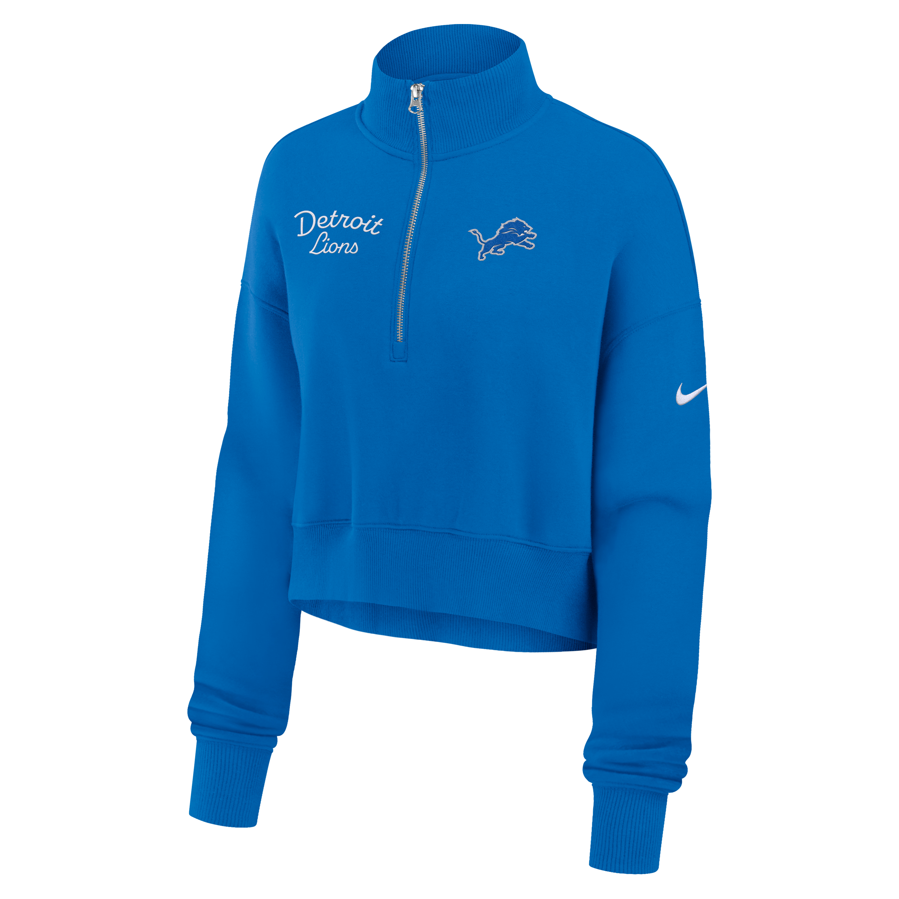 Detroit Lions Phoenix Women's Nike NFL Cropped 1/4-Zip Crew