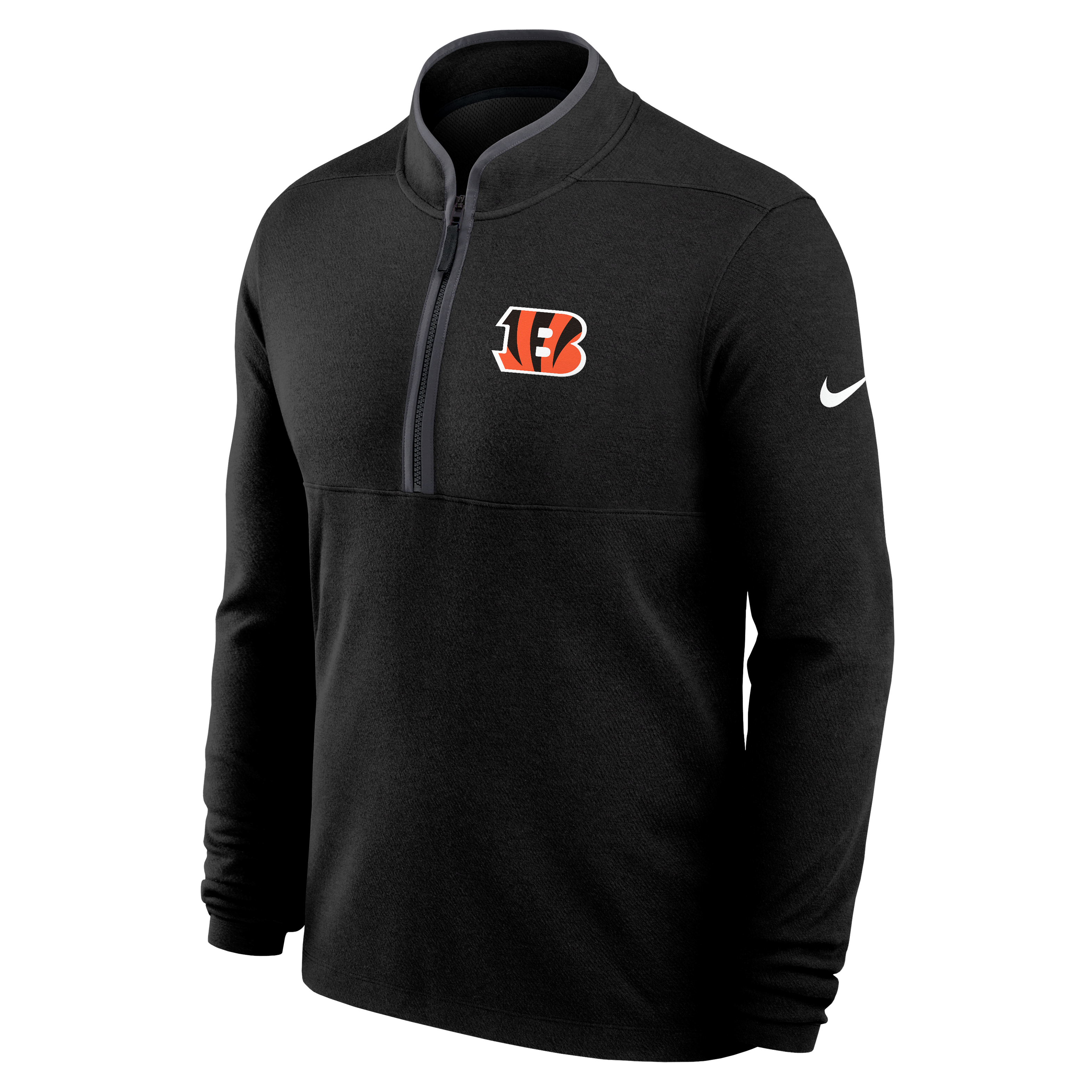 Cincinnati Bengals Logo Victory Men's Nike Dri-FIT NFL 1/2-Zip Long-Sleeve Top