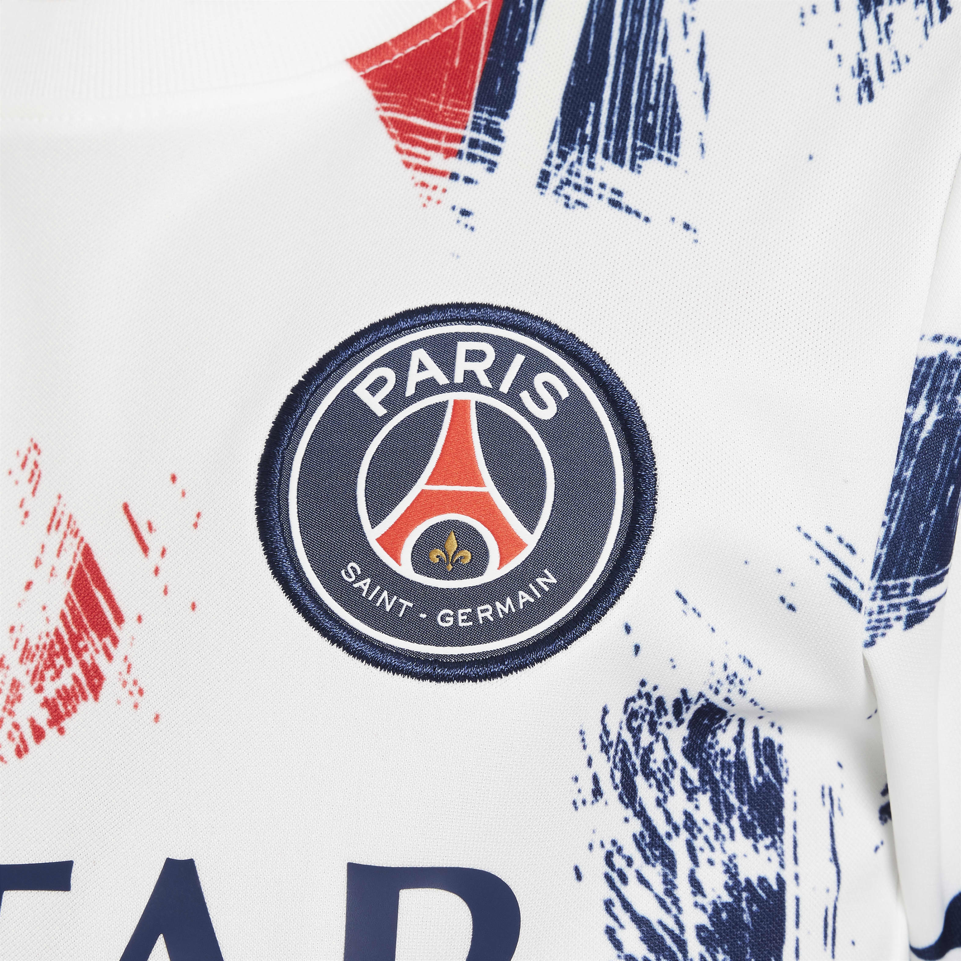 Paris Saint-Germain Academy Pro Away Big Kids' Nike Dri-FIT Soccer Pre-Match Short-Sleeve Top