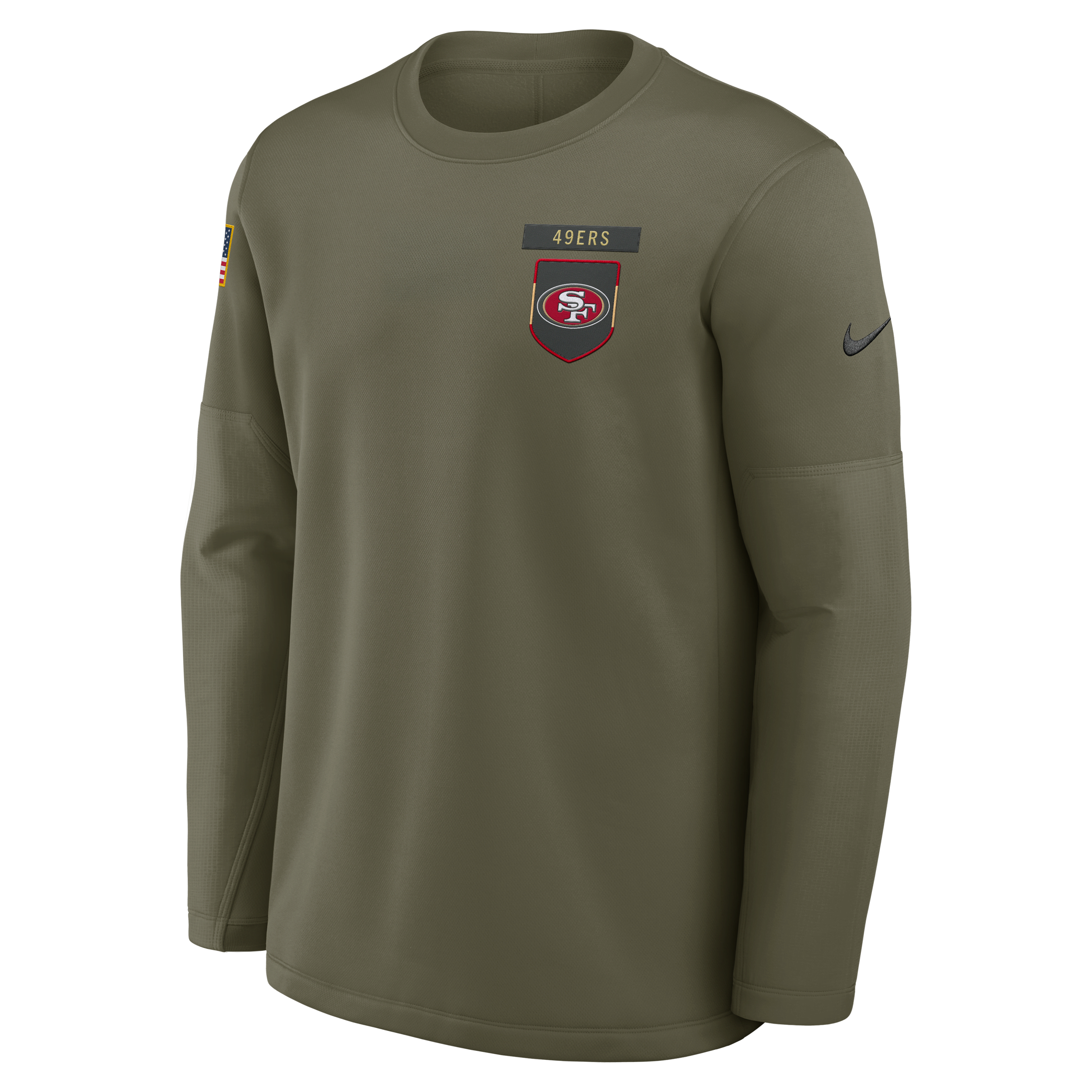 San Francisco 49ers Salute to Service Sideline Triumphant Win Coach Men's Nike NFL Pullover Crew