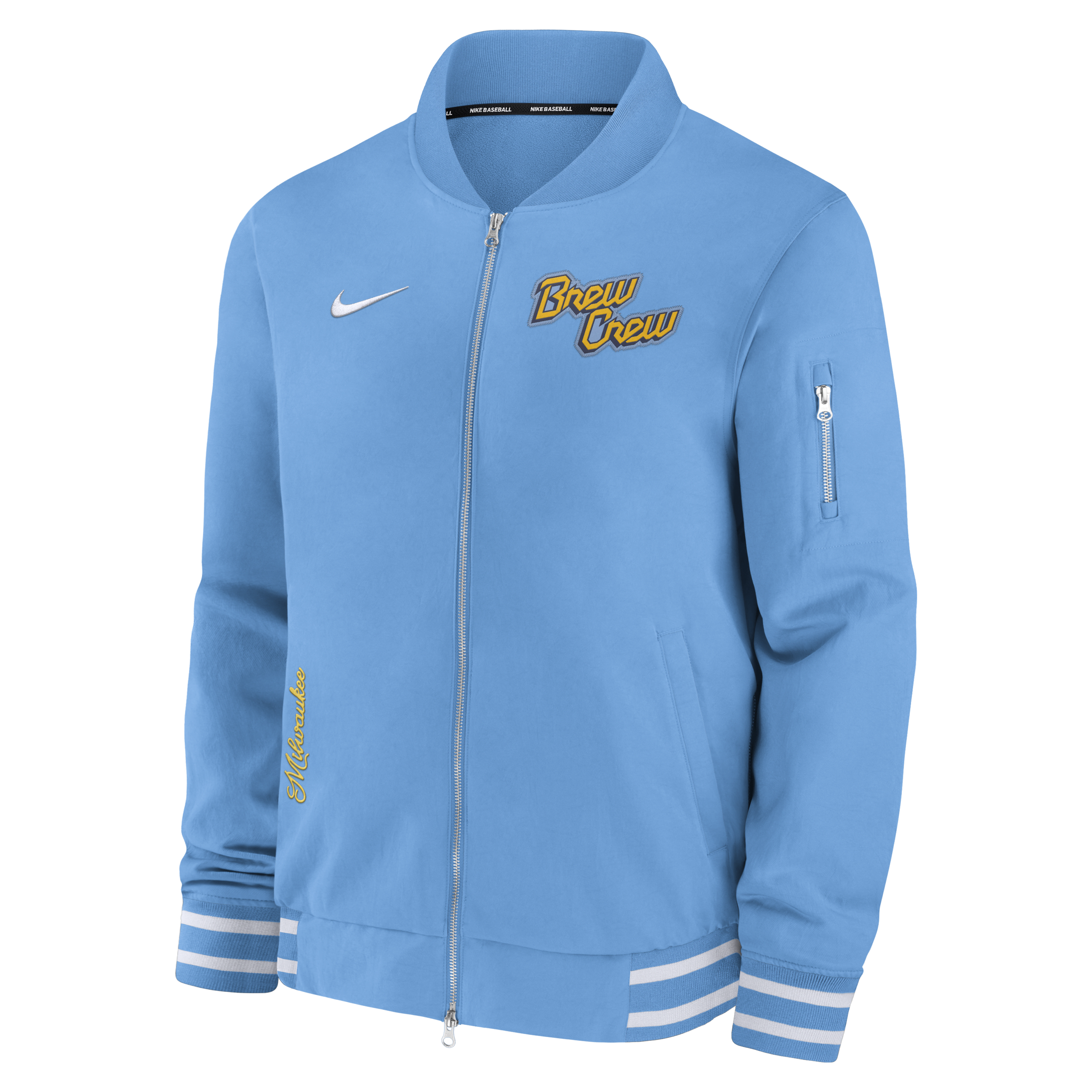 Milwaukee Brewers Authentic Collection City Connect Game Time Men's Nike MLB Full-Zip Bomber Jacket