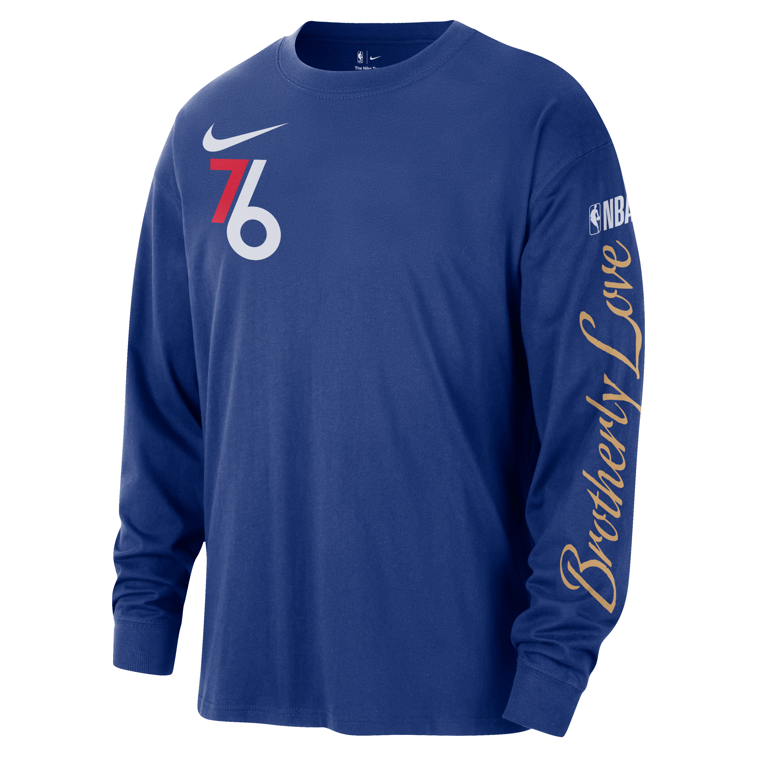 Philadelphia 76ers Courtside City Edition Men's Nike NBA Max90 Long-Sleeve T-Shirt