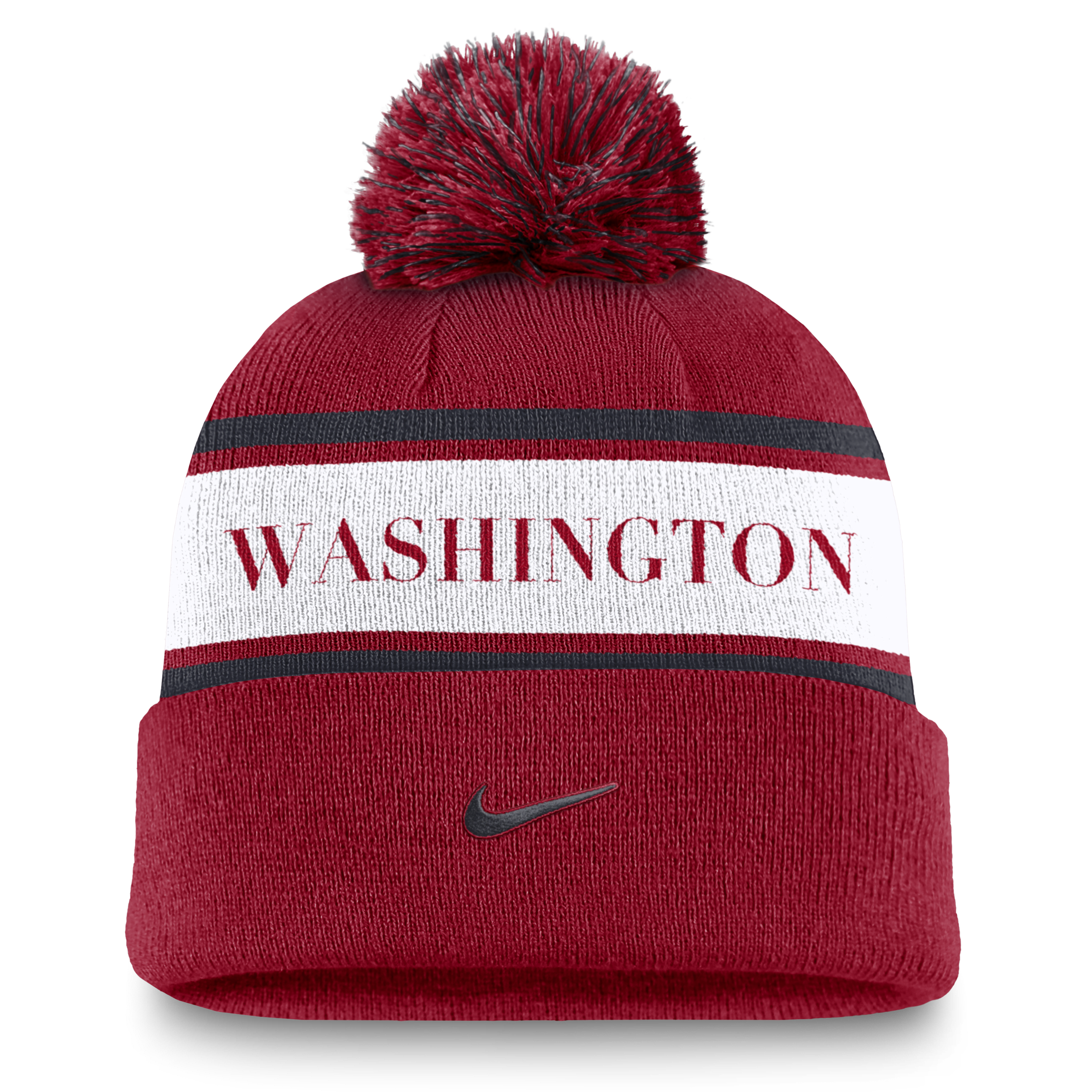 Washington Nationals Team Stripe Peak Men's Nike MLB Cuffed Pom Beanie