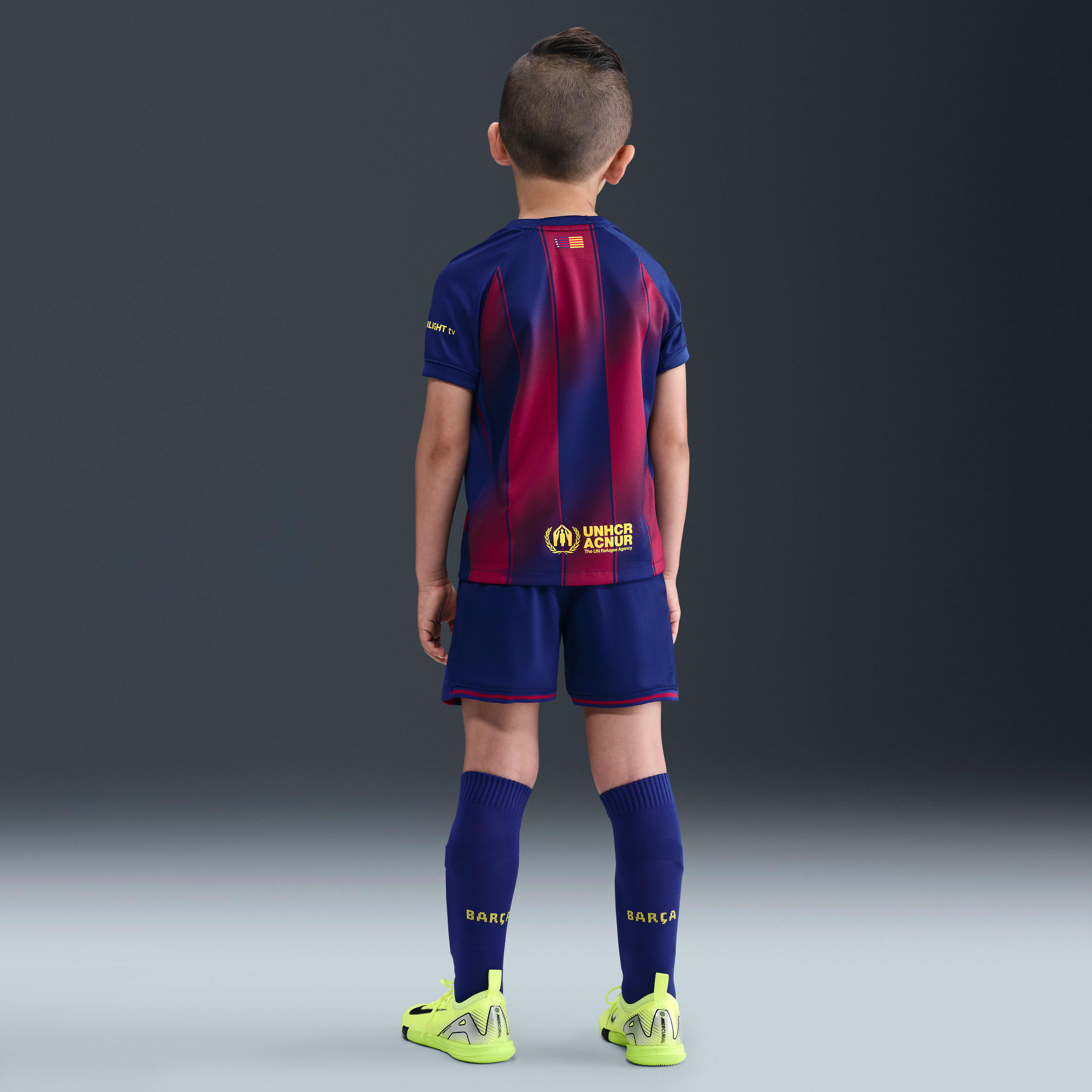 FC Barcelona 2025/26 Stadium Home Little Kids' Nike Soccer Replica 3-Piece Kit