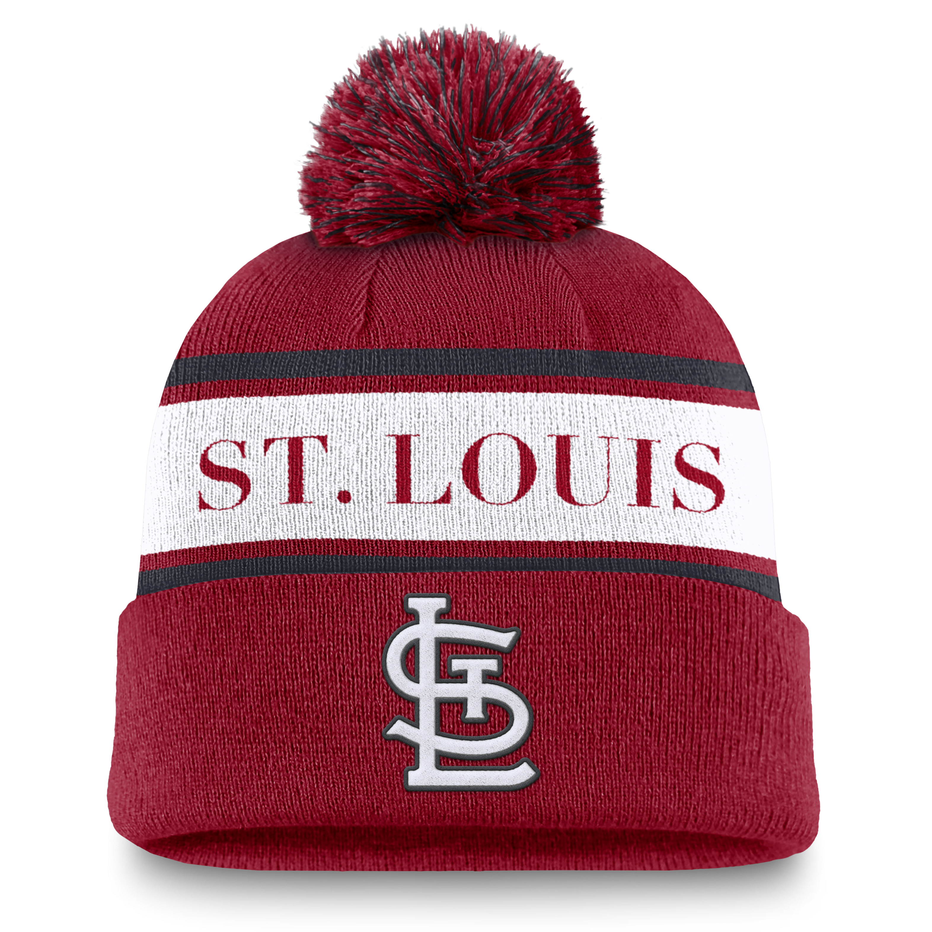 St. Louis Cardinals Team Stripe Peak Men's Nike MLB Cuffed Pom Beanie