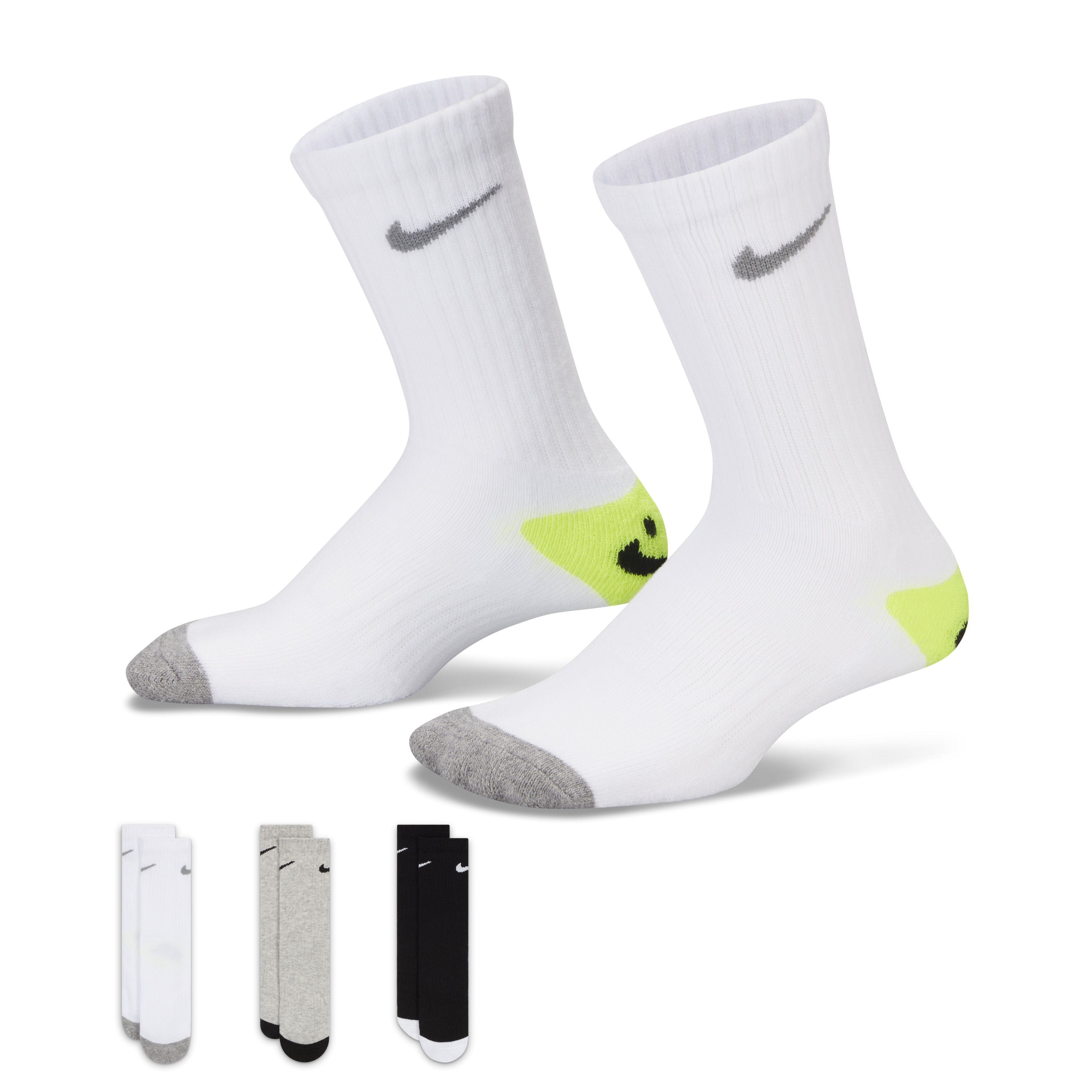 Nike Dri-FIT Smiley Little Kids' Crew Socks (6 Pairs)