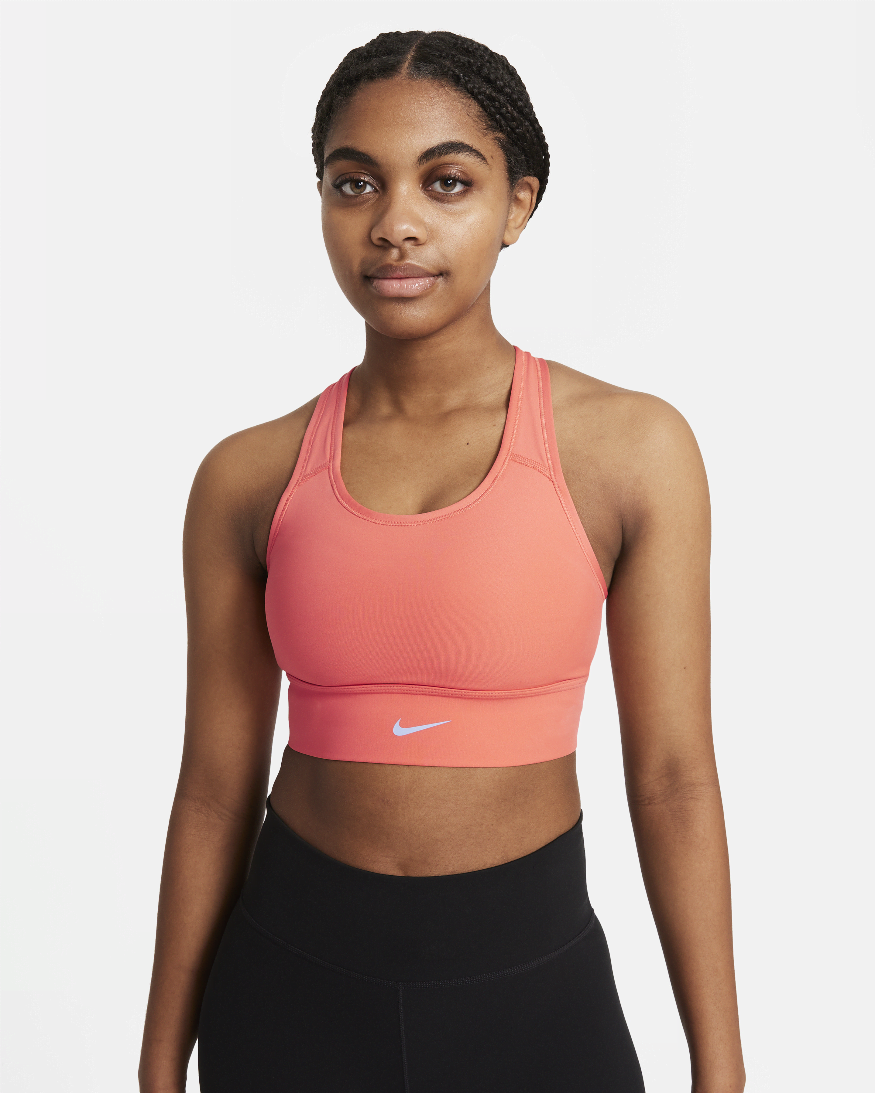 Nike Swoosh Womens Medium-Support Non-Padded Sports Bra (BlackPink) Size  Small